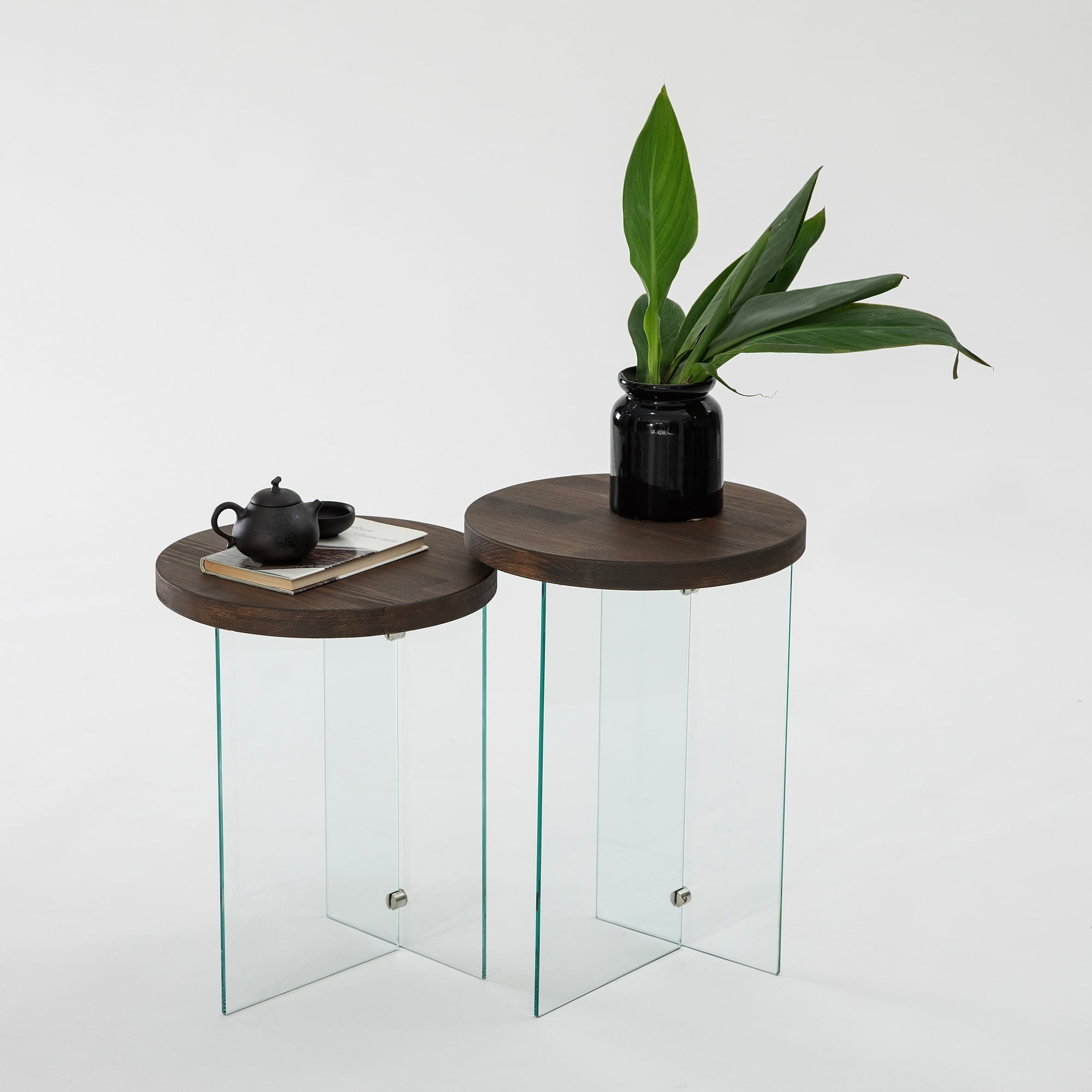 Set măsuțe cafea Hanah Home, MDF, 35 x 51 cm, transparent/nuc, 552NOS2408 — imaginea 6