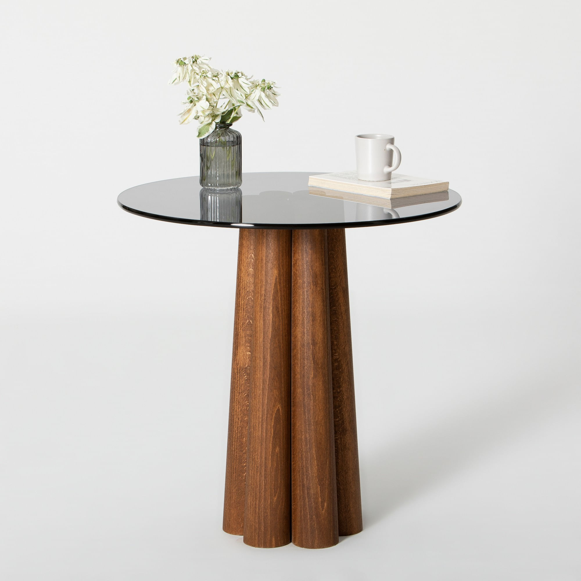 Măsuță cafea Hanah Home, sticlă, 50 x 50 x 50 cm, nuc/închis gri, 552NOS2394 — imaginea 4