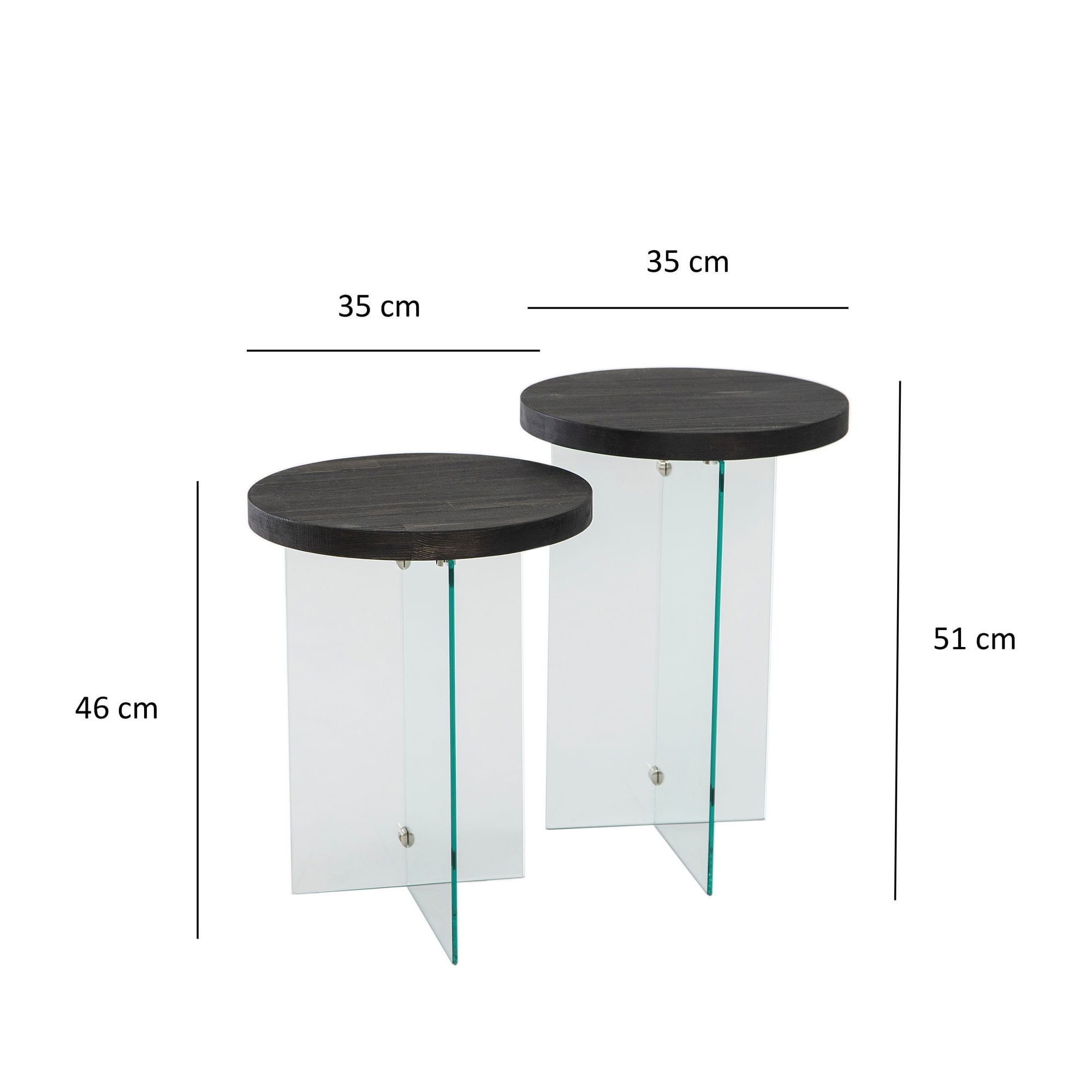 Set măsuțe cafea Hanah Home, MDF, 35 x 51 cm, antracit/transparent, 552NOS2404 — imaginea 2