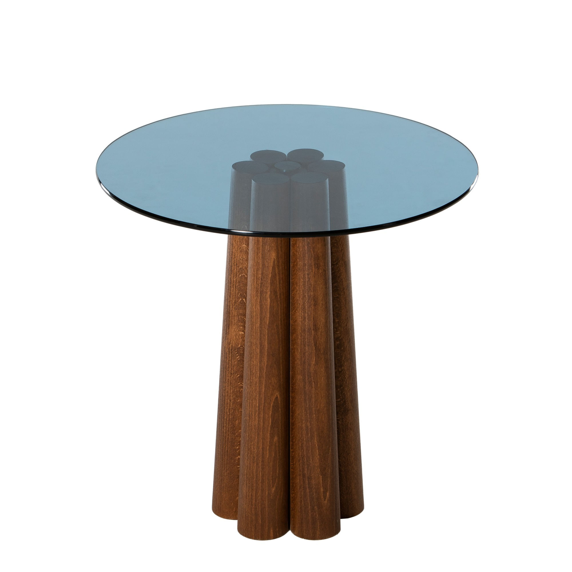 Măsuță cafea Hanah Home, sticlă, 50 x 50 x 50 cm, nuc/albastru, 552NOS2395 — imaginea 2