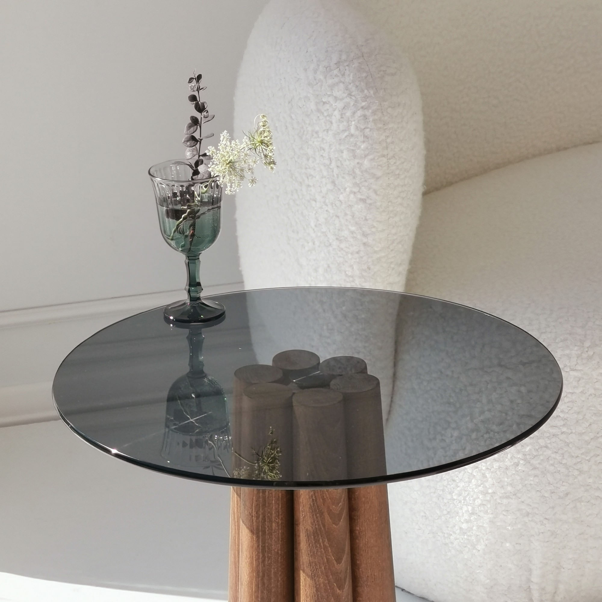 Măsuță cafea Hanah Home, sticlă, 50 x 50 x 50 cm, nuc/închis gri, 552NOS2394 — imaginea 6