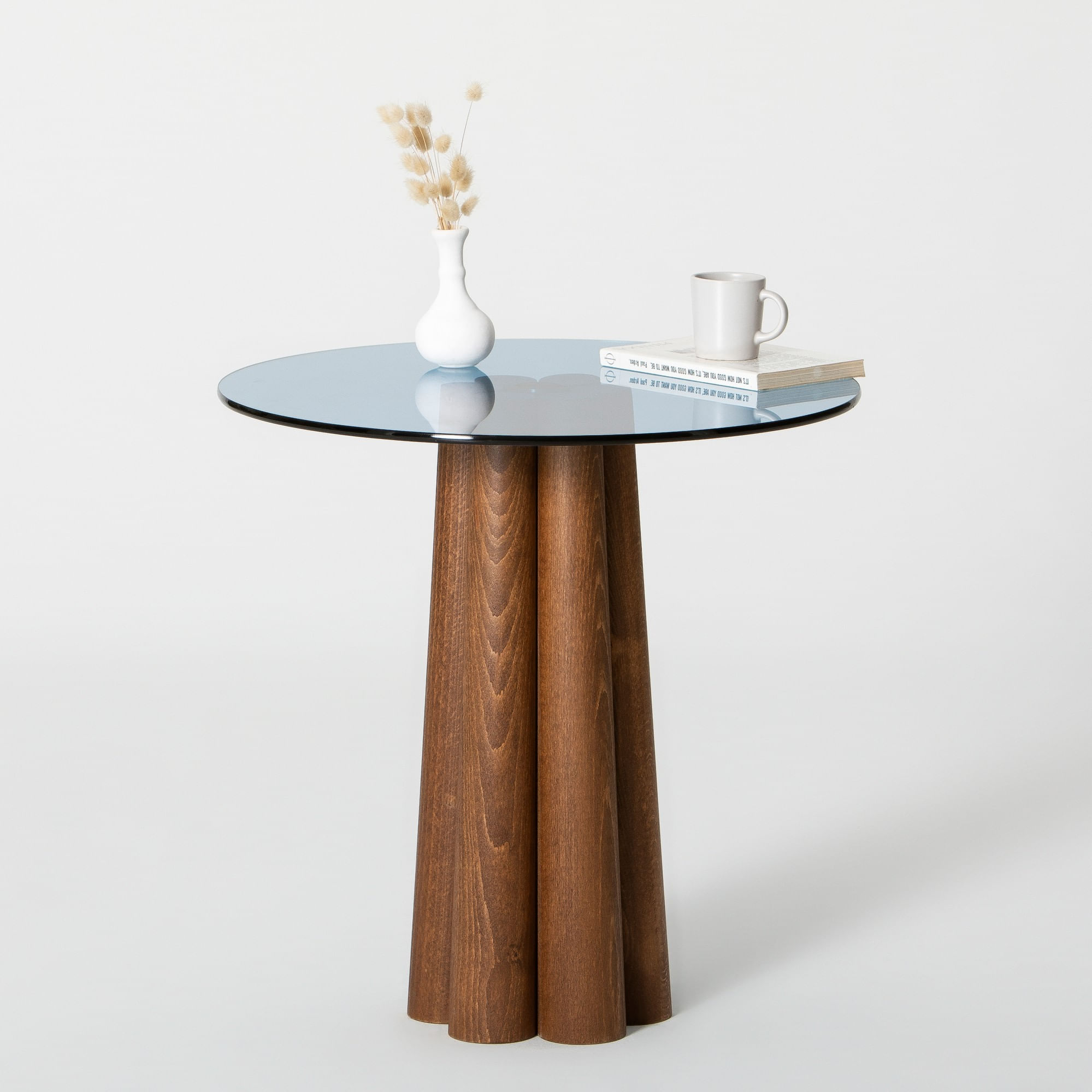 Măsuță cafea Hanah Home, sticlă, 50 x 50 x 50 cm, nuc/albastru, 552NOS2395 — imaginea 3