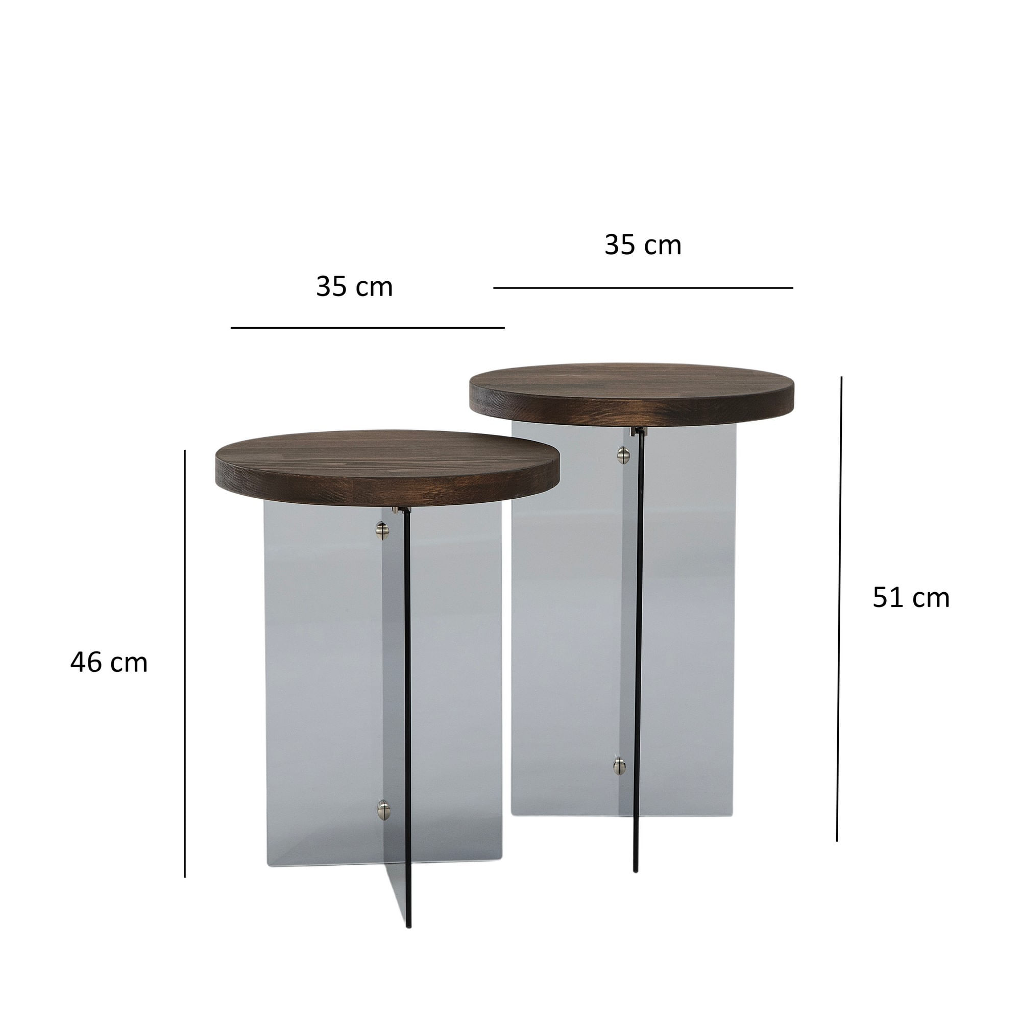 Set măsuțe cafea Hanah Home, MDF, 35 x 51 cm, nuc/închis gri, 552NOS2410 — imaginea 5