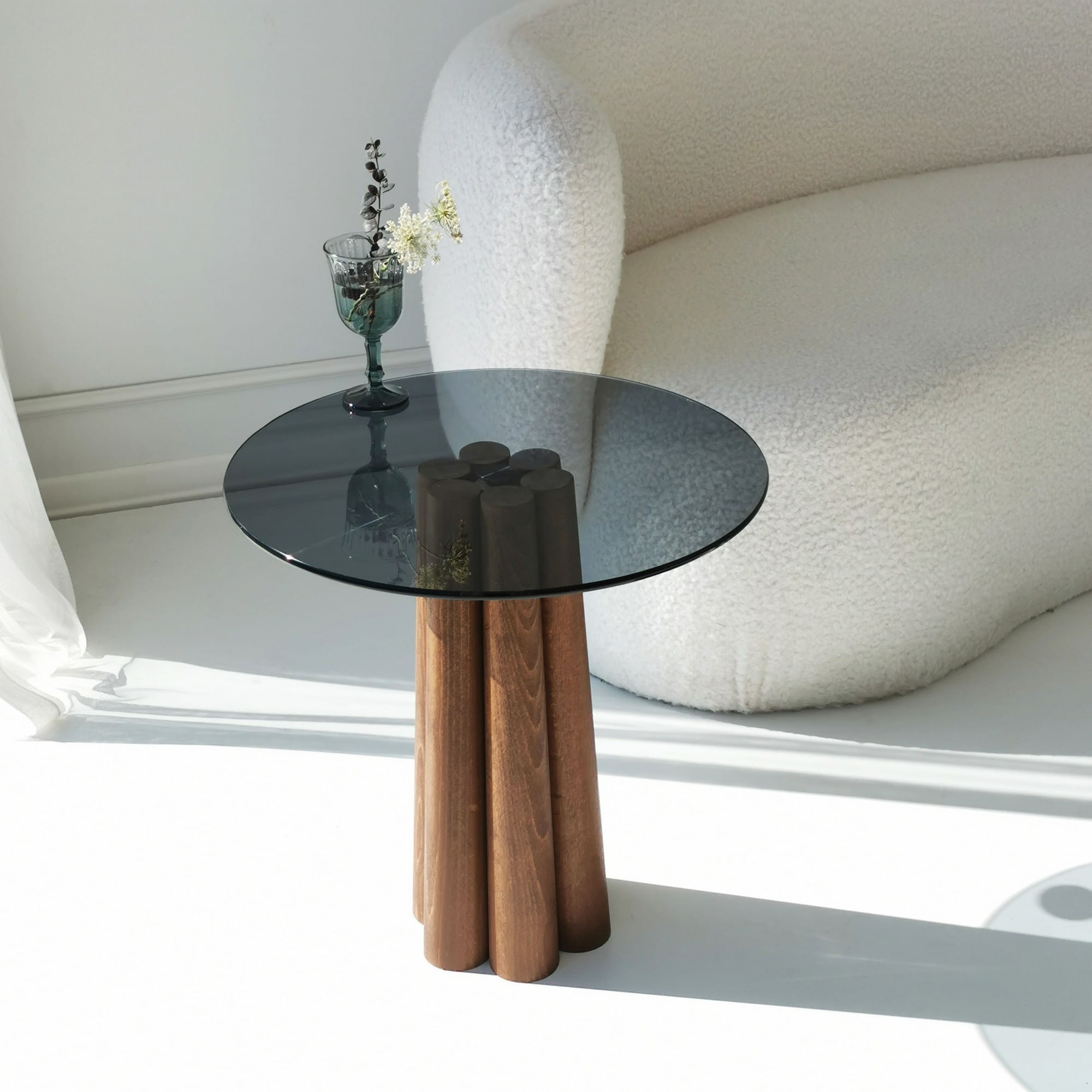Măsuță cafea Hanah Home, sticlă, 50 x 50 x 50 cm, nuc/închis gri, 552NOS2394 — imaginea 8