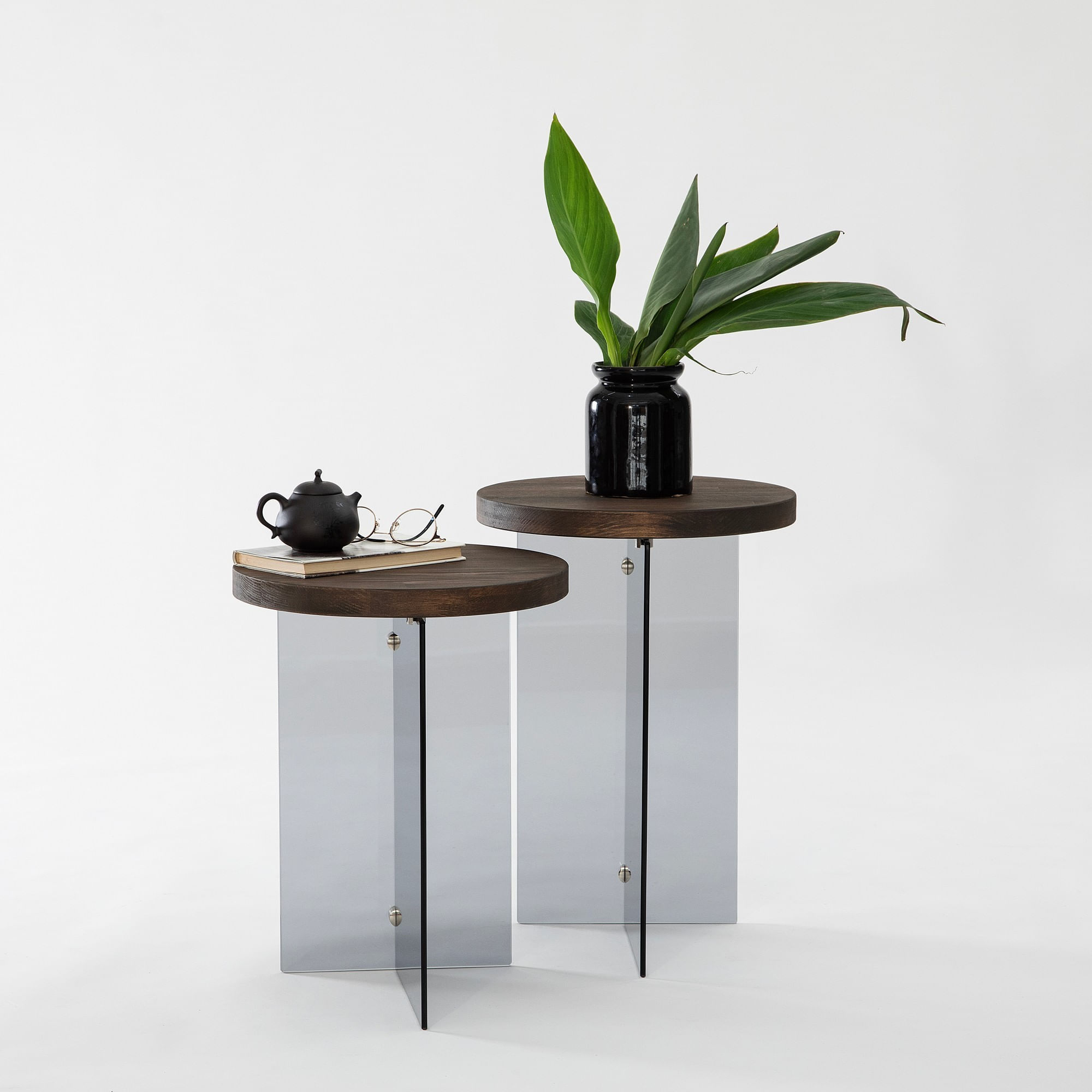 Set măsuțe cafea Hanah Home, MDF, 35 x 51 cm, nuc/închis gri, 552NOS2410 — imaginea 6