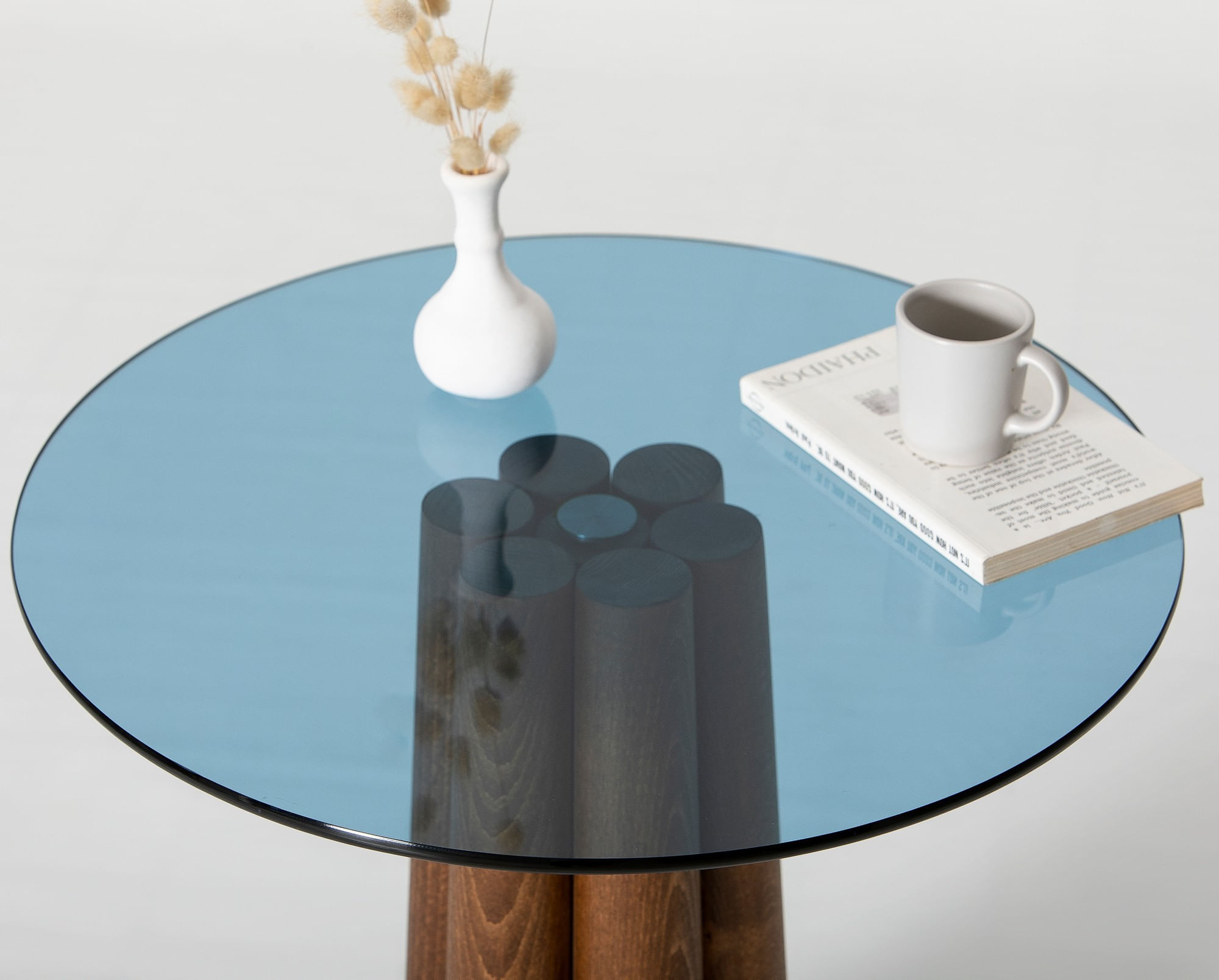 Măsuță cafea Hanah Home, sticlă, 50 x 50 x 50 cm, nuc/albastru, 552NOS2395 — imaginea 7