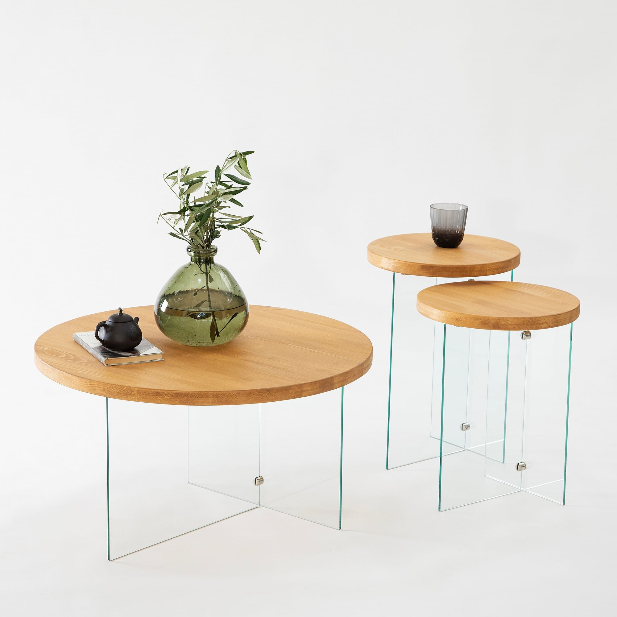 Măsuță cafea Hanah Home, MDF, 70 x 40 cm, transparent/stejar, 552NOS2411 — imaginea 4