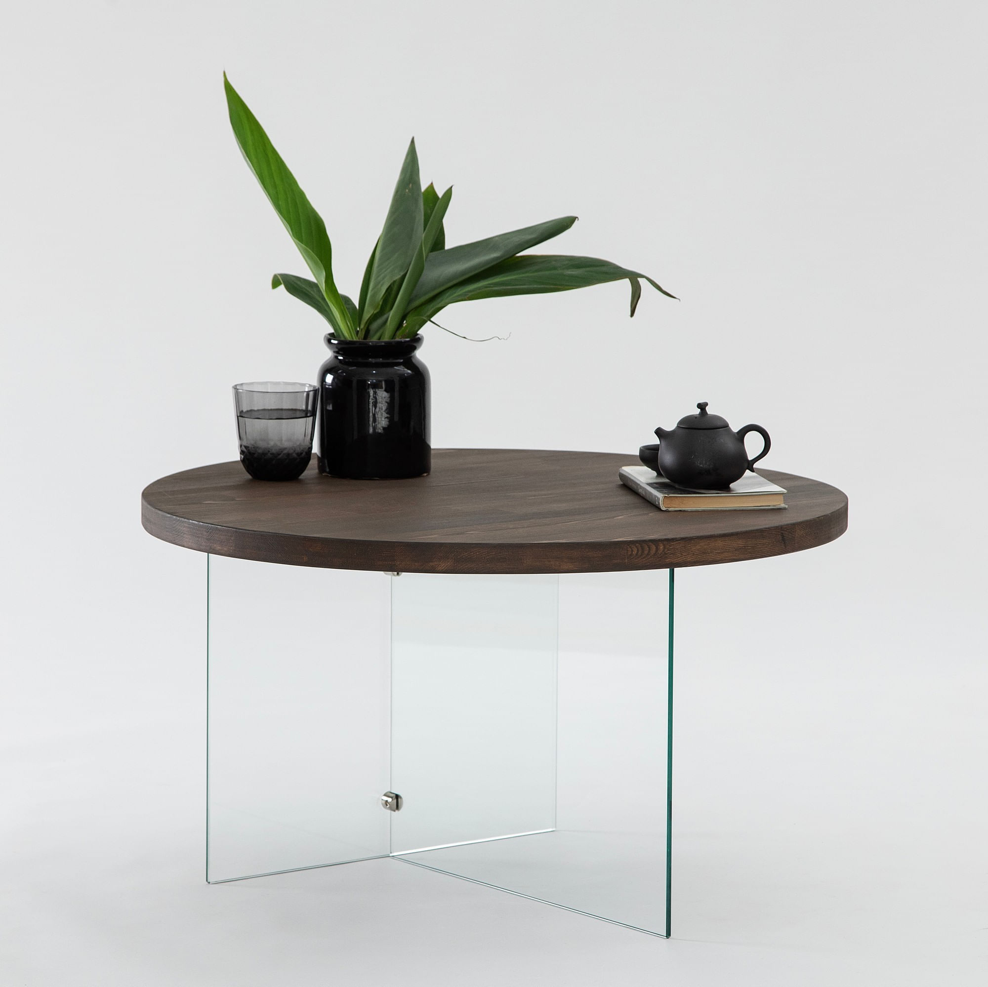 Măsuță cafea Hanah Home, MDF, 70 x 40 cm, transparent/nuc, 552NOS2407 — imaginea 2