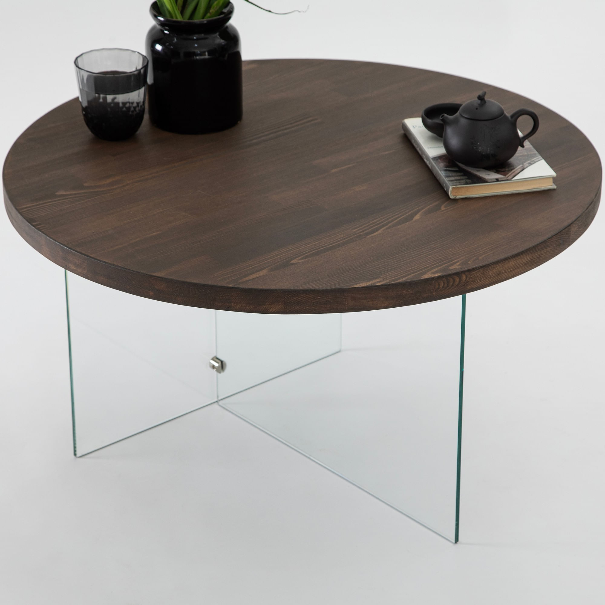 Măsuță cafea Hanah Home, MDF, 70 x 40 cm, transparent/nuc, 552NOS2407 — imaginea 3