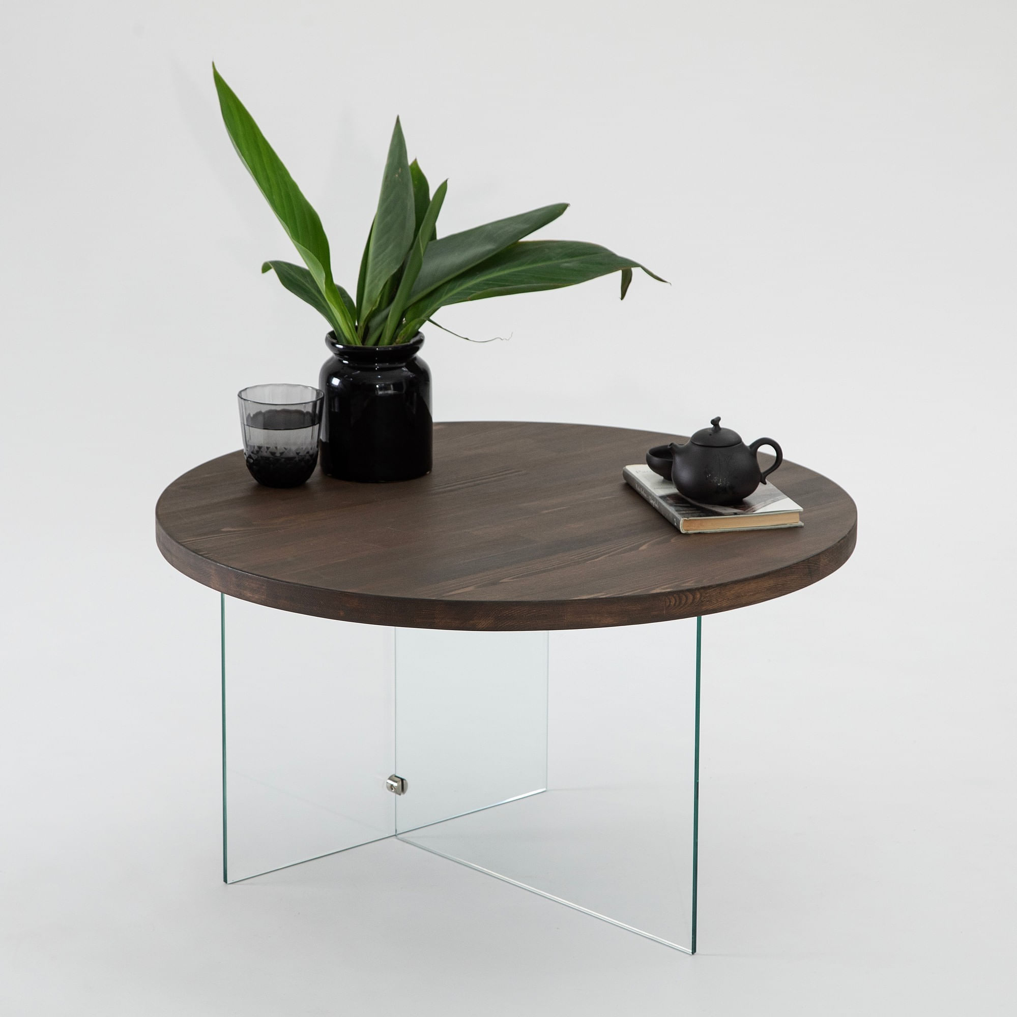 Măsuță cafea Hanah Home, MDF, 70 x 40 cm, transparent/nuc, 552NOS2407 — imaginea 4