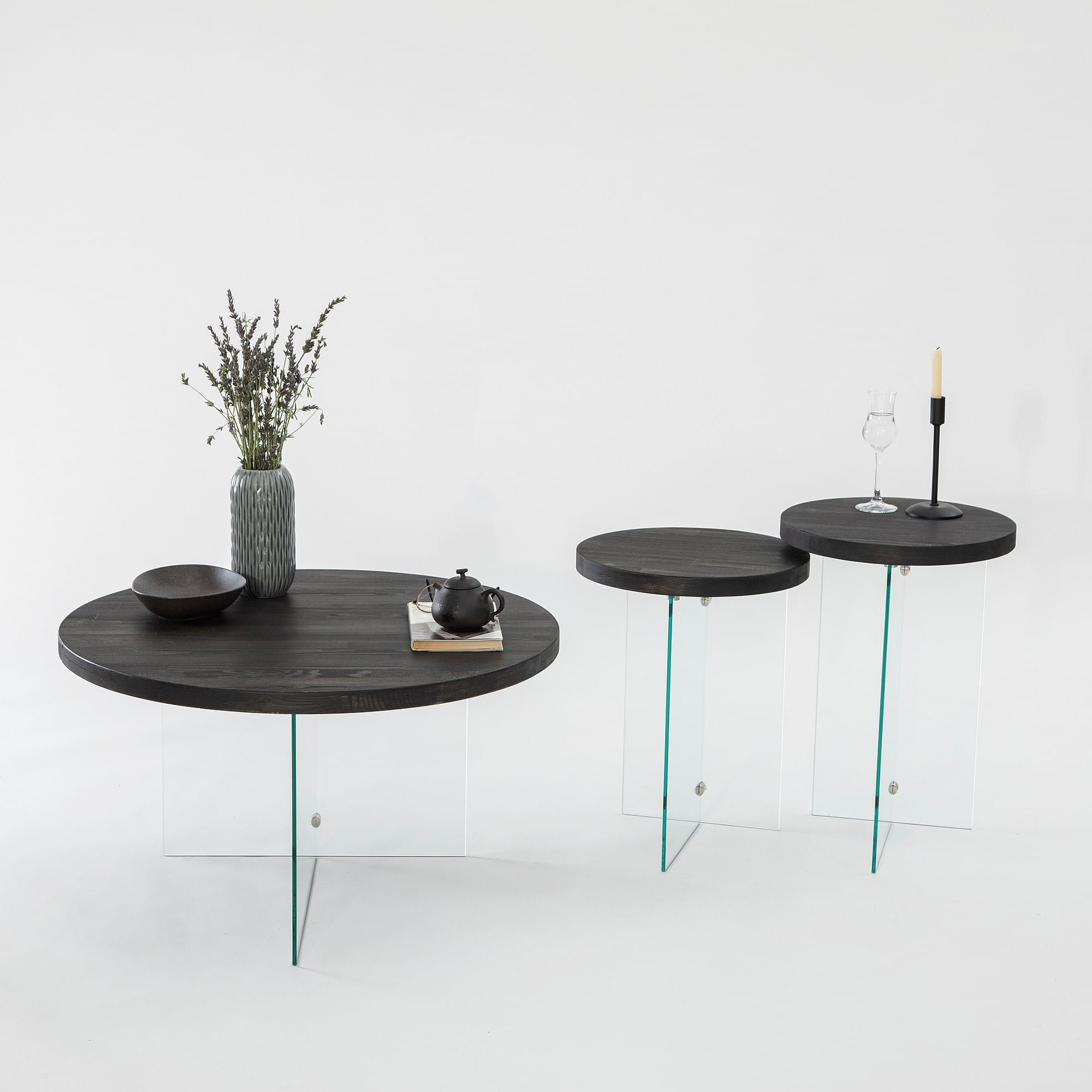 Măsuță cafea Hanah Home, MDF, 70 x 40 cm, antracit/transparent, 552NOS2403 — imaginea 6