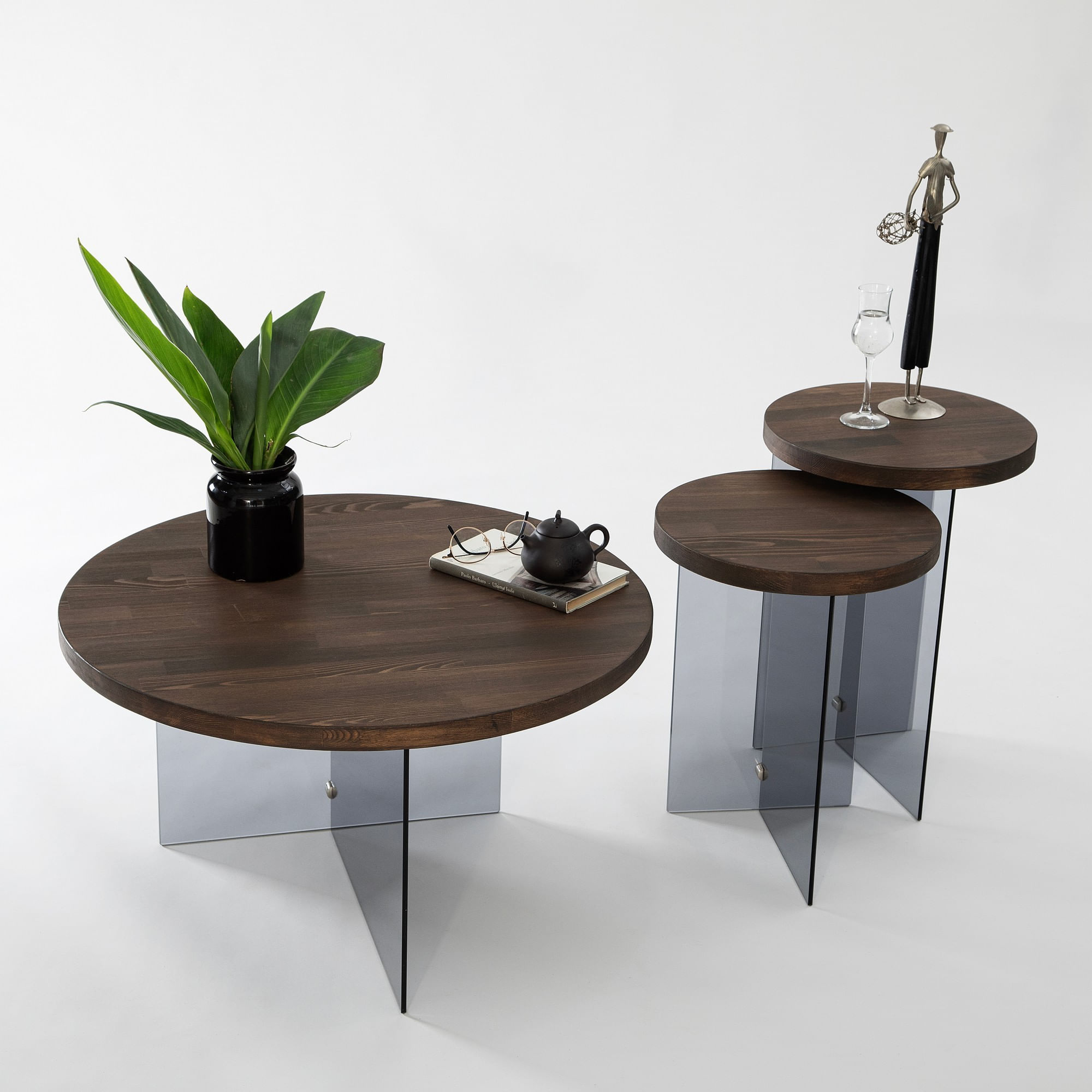 Măsuță cafea Hanah Home, MDF, 70 x 40 cm, nuc/închis gri, 552NOS2409 — imaginea 6