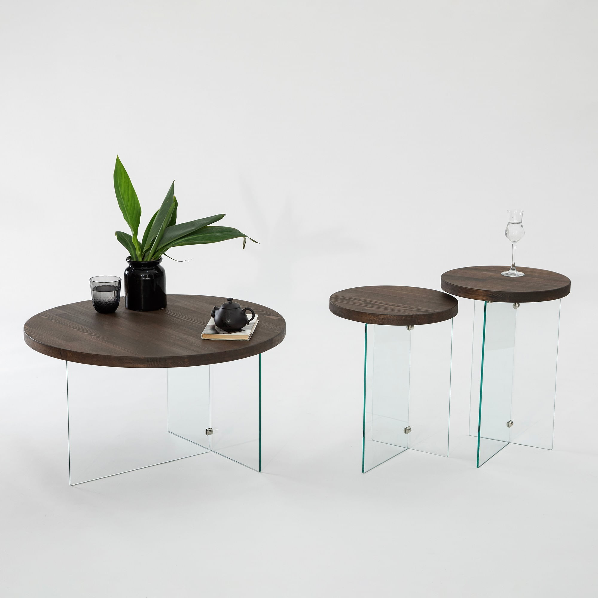Măsuță cafea Hanah Home, MDF, 70 x 40 cm, transparent/nuc, 552NOS2407 — imaginea 6
