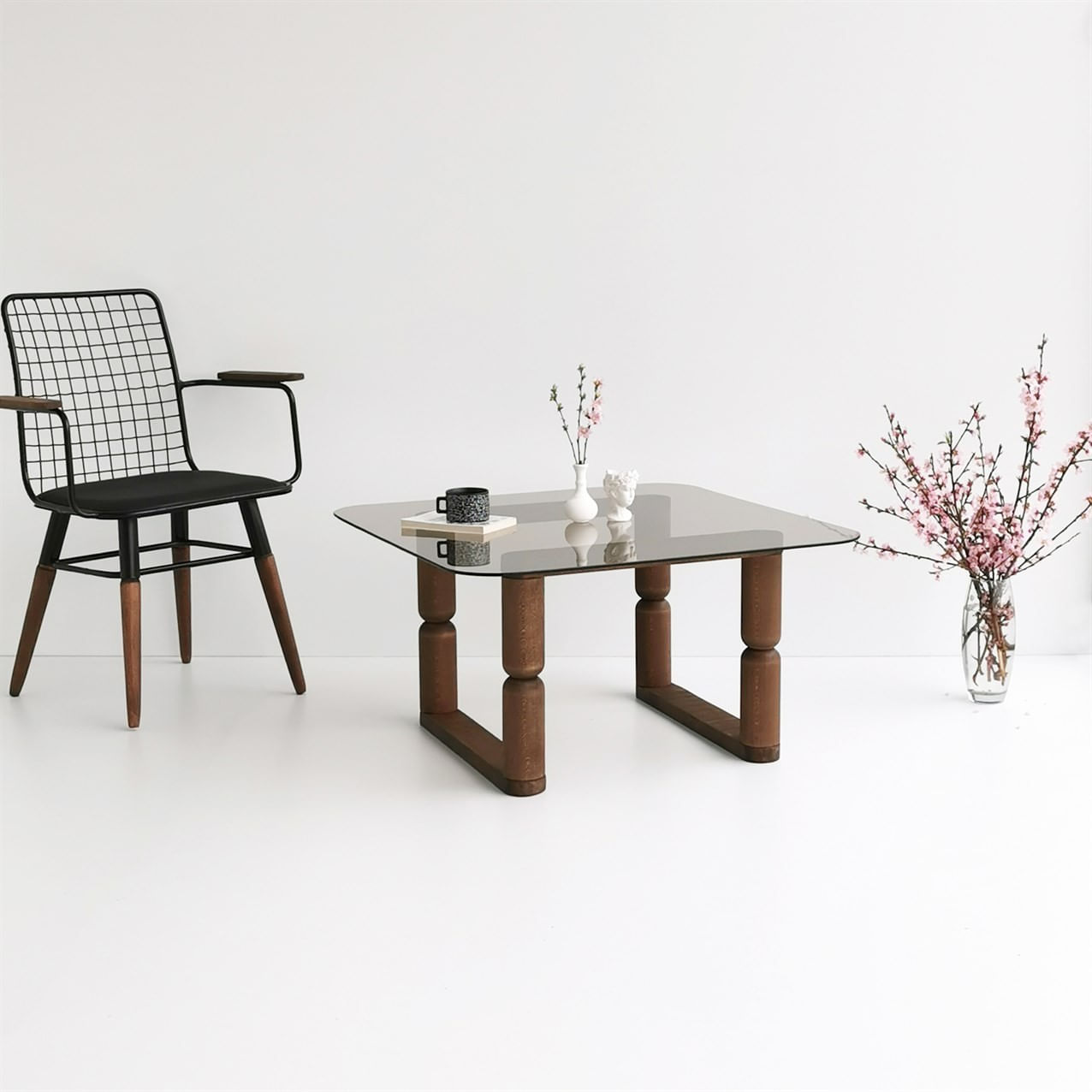 Măsuță cafea Hanah Home, sticlă, 80 x 80 x 42 cm, bronz, 552NOS2402 — imaginea 3