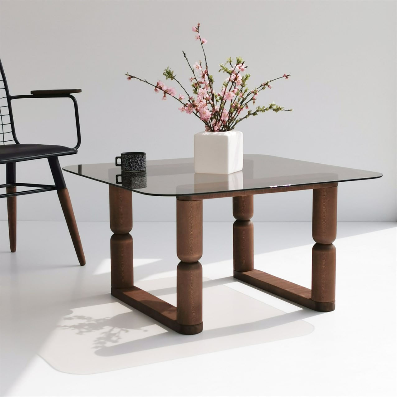 Măsuță cafea Hanah Home, sticlă, 80 x 80 x 42 cm, bronz, 552NOS2402 — imaginea 4