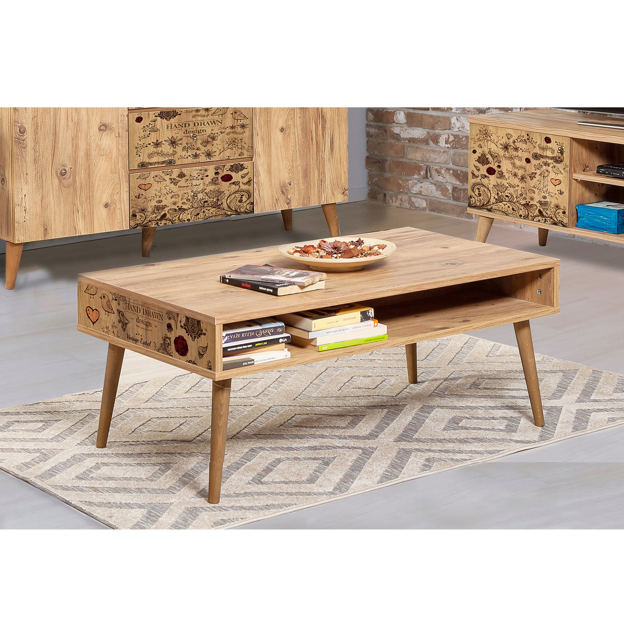 Măsuță cafea Hanah Home, PAL melaminat, 110 x 60 x 45 cm, atlantic pine, 869VEL2522 — imaginea 4