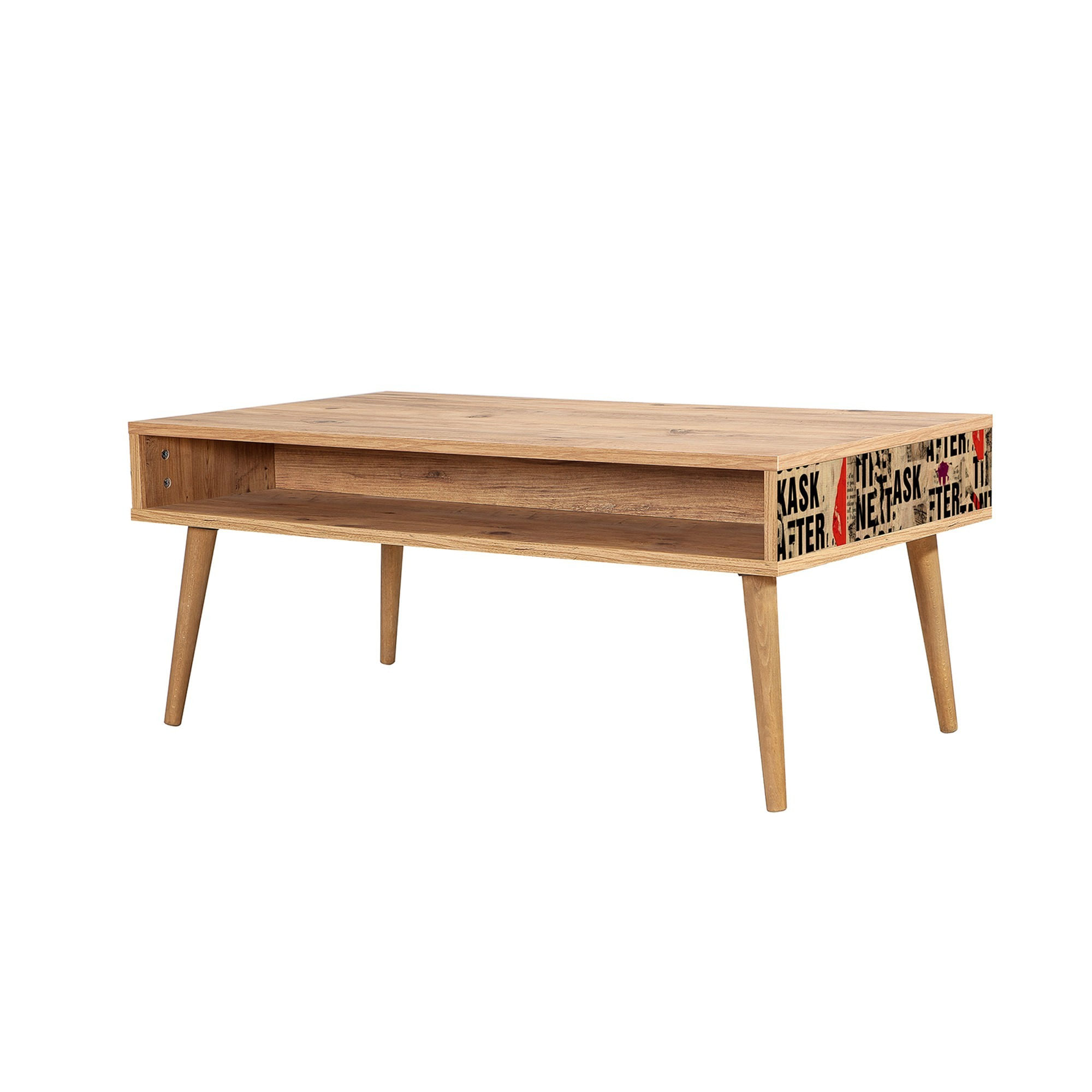 Măsuță cafea Hanah Home, PAL melaminat, 110 x 60 x 45 cm, atlantic pine/negru/roșu, 869VEL2526 — imaginea 3