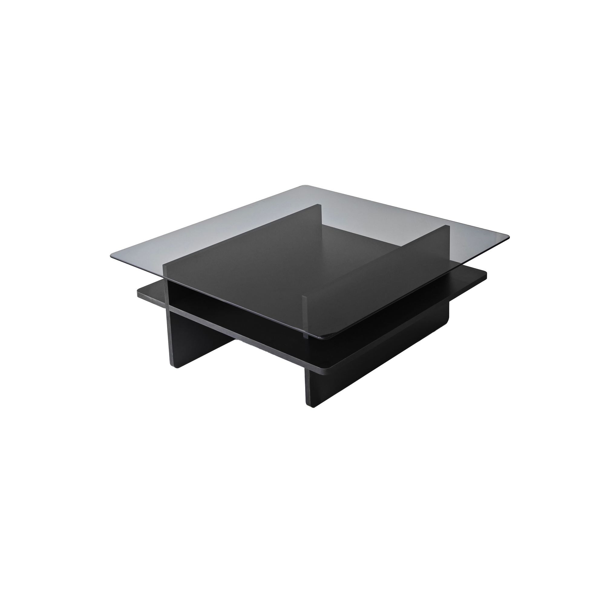 Măsuță cafea Hanah Home, PAL melaminat, 90 x 90 x 35 cm, negru/fume, 552NOS2568 — imaginea 3