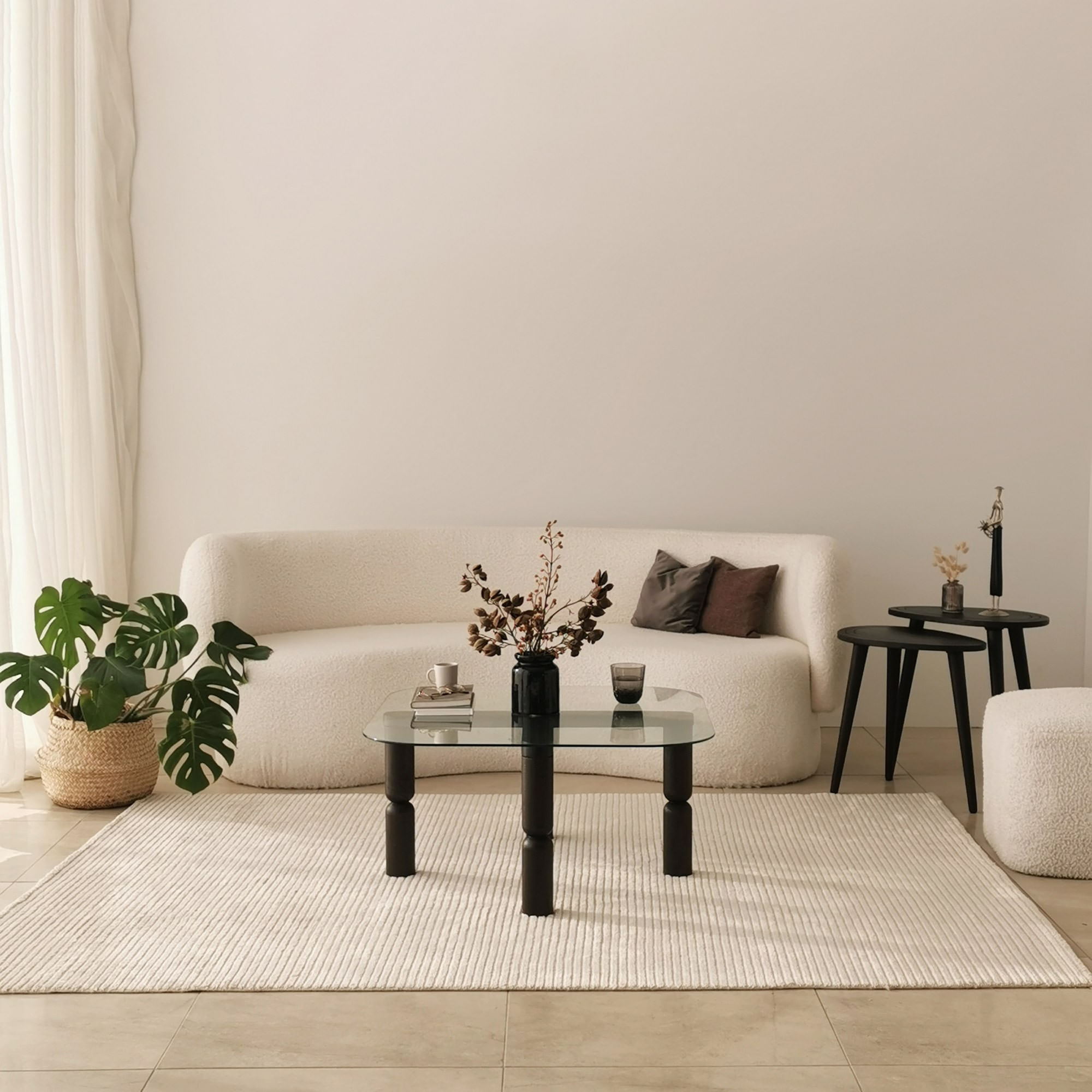 Măsuță cafea Hanah Home, sticlă, 80 x 80 x 40 cm, antracit, 552NOS2266 — imaginea 4