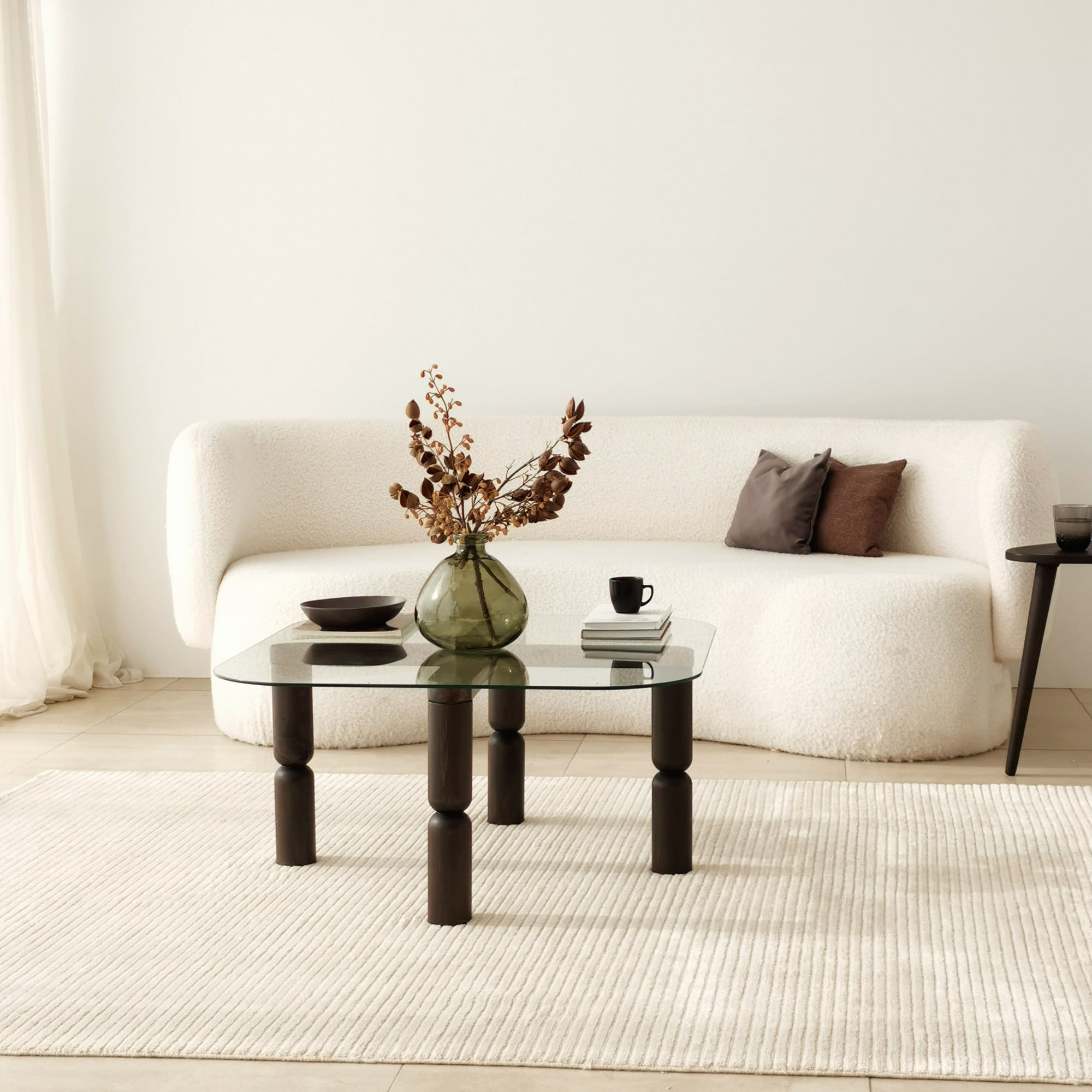 Măsuță cafea Hanah Home, sticlă, 80 x 80 x 40 cm, antracit, 552NOS2266 — imaginea 7