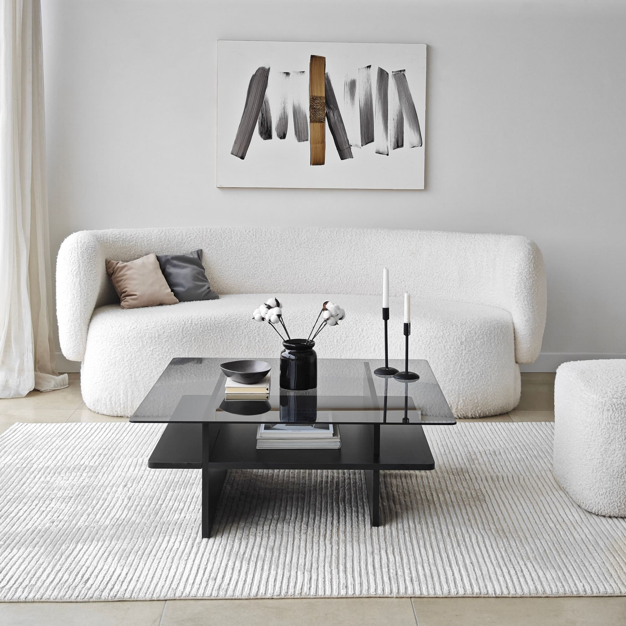 Măsuță cafea Hanah Home, PAL melaminat, 90 x 90 x 35 cm, negru/fume, 552NOS2568 — imaginea 10