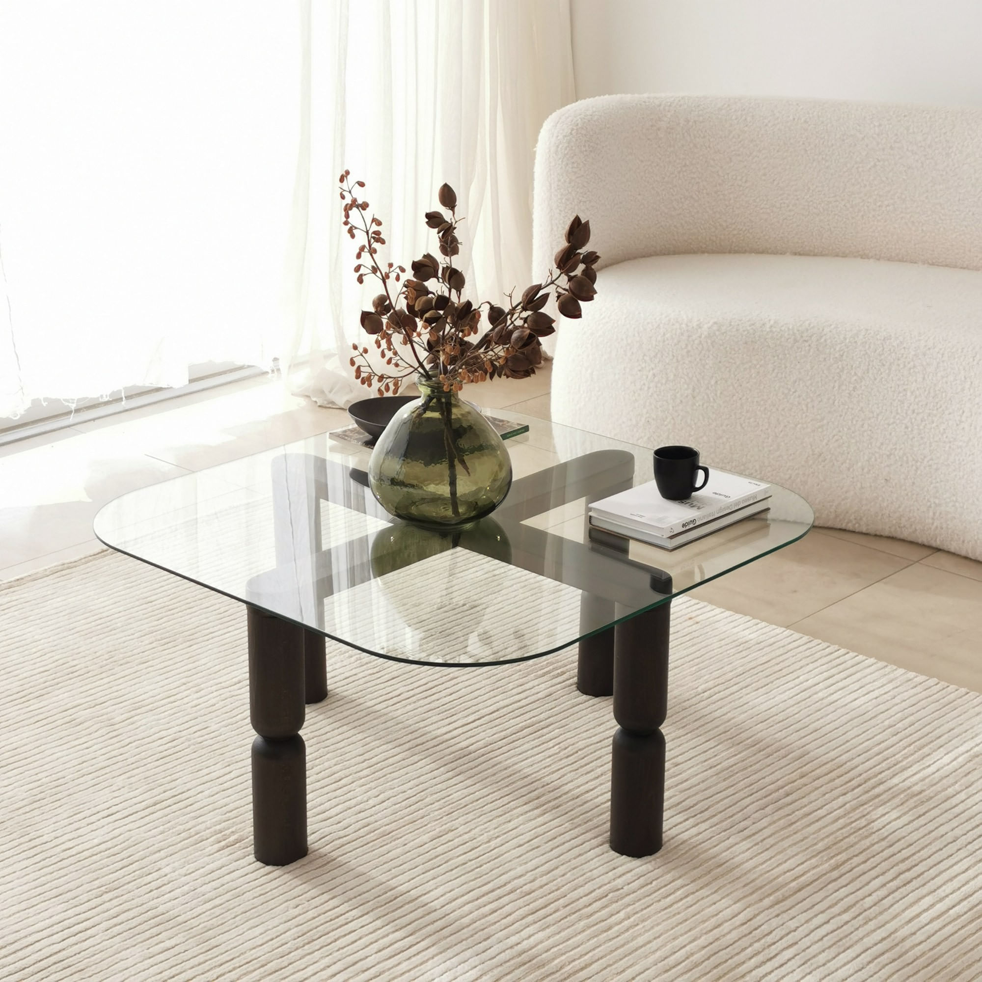 Măsuță cafea Hanah Home, sticlă, 80 x 80 x 40 cm, antracit, 552NOS2266 — imaginea 8