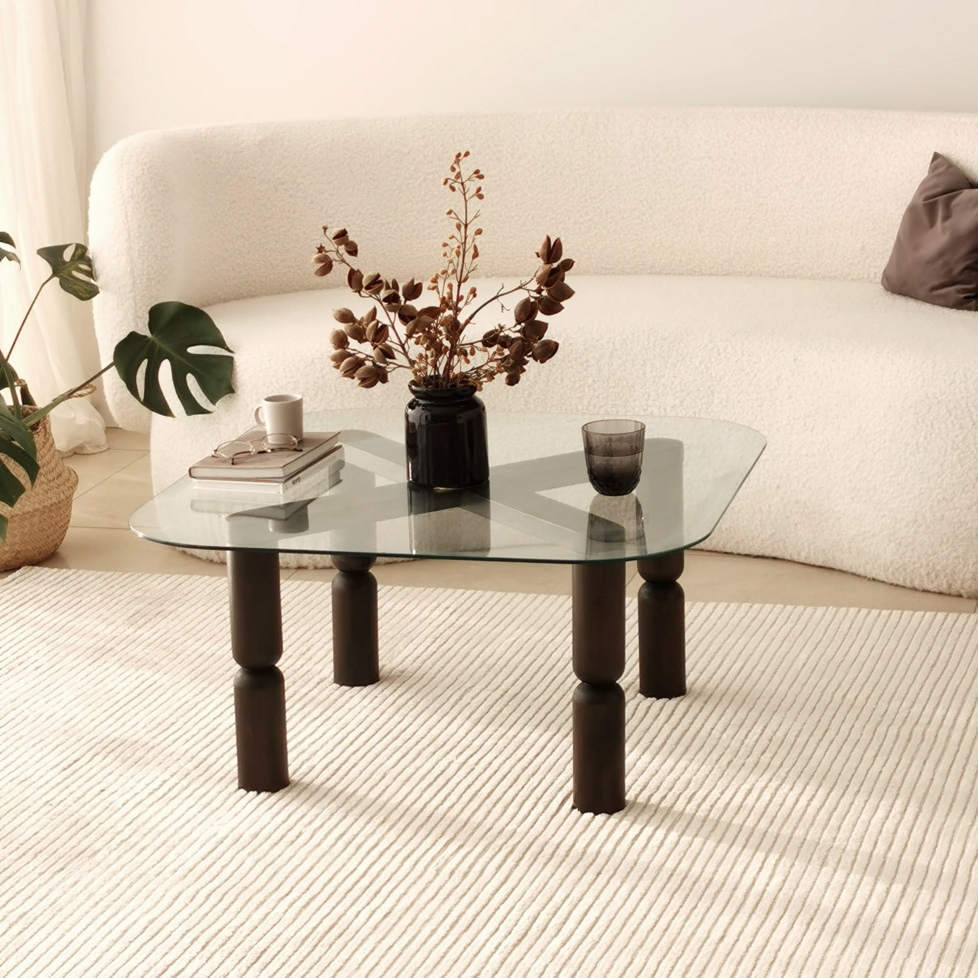 Măsuță cafea Hanah Home, sticlă, 80 x 80 x 40 cm, antracit, 552NOS2266 — imaginea 9