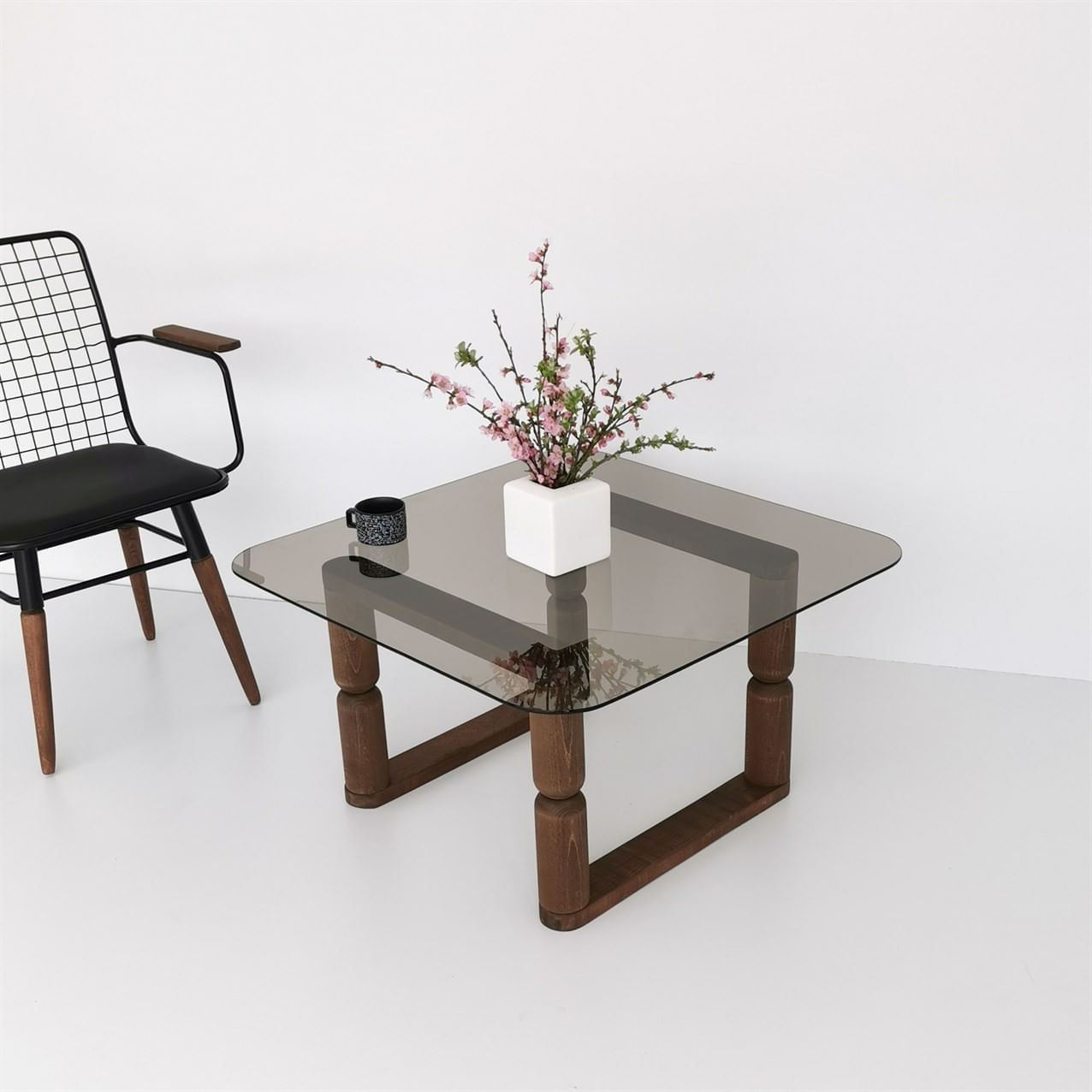 Măsuță cafea Hanah Home, sticlă, 80 x 80 x 42 cm, bronz, 552NOS2402 — imaginea 6