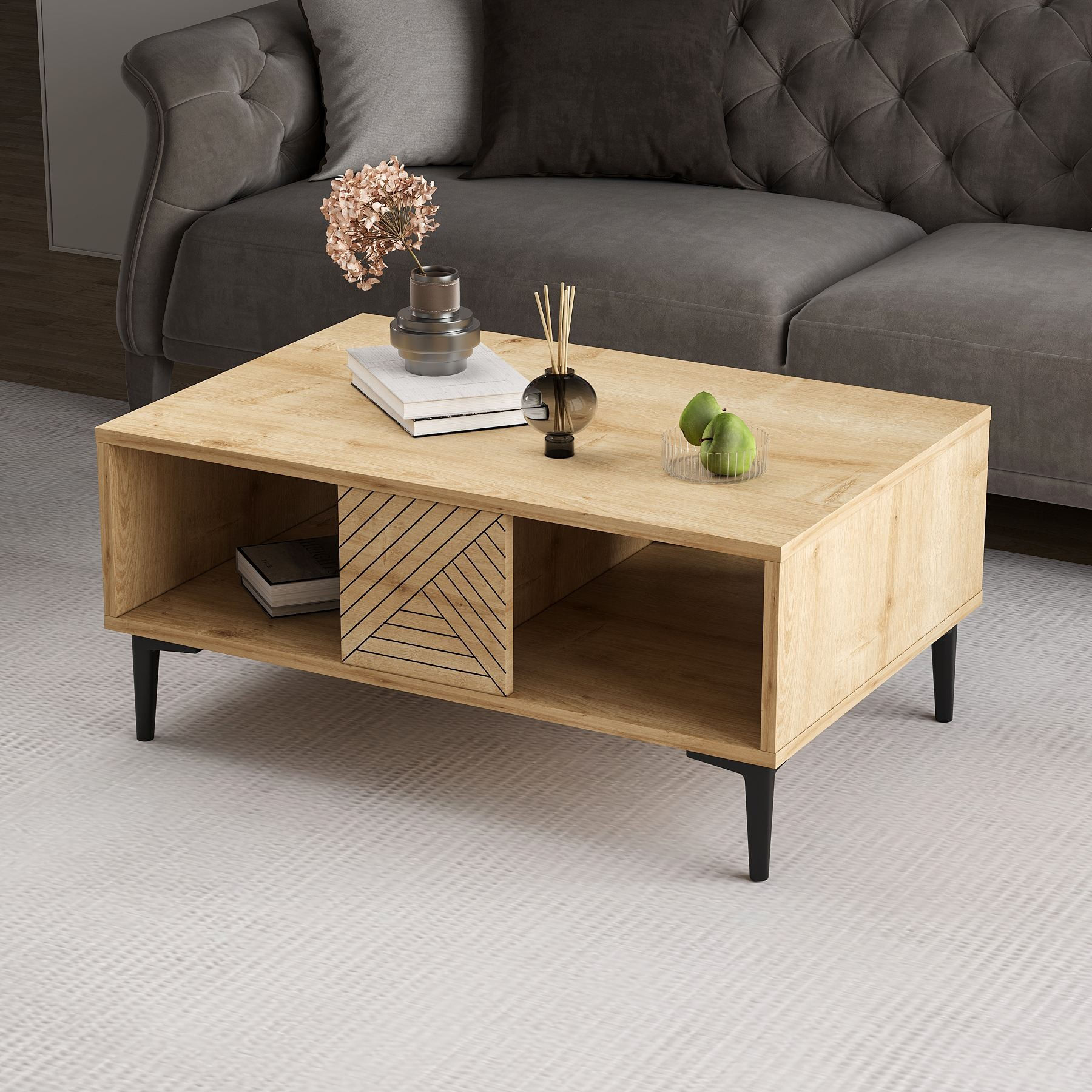 Măsuță cafea Hanah Home, PAL melaminat, 90 x 60 x 40.6 cm, sapphire stejar, 327ODS1401 — imaginea 7