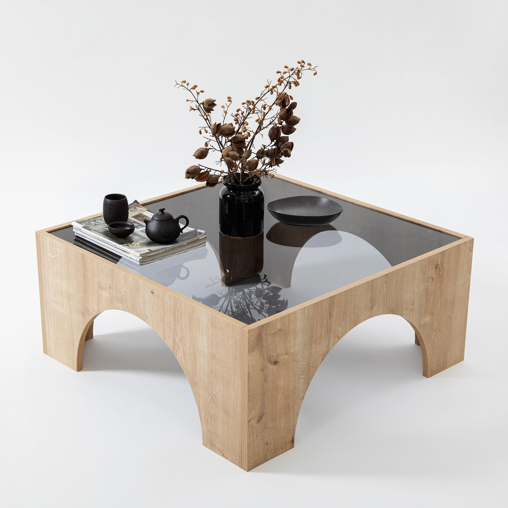 Măsuță cafea Hanah Home, PAL melaminat, 80 x 35 cm, închis gri/stejar, 552NOS2419 — imaginea 6