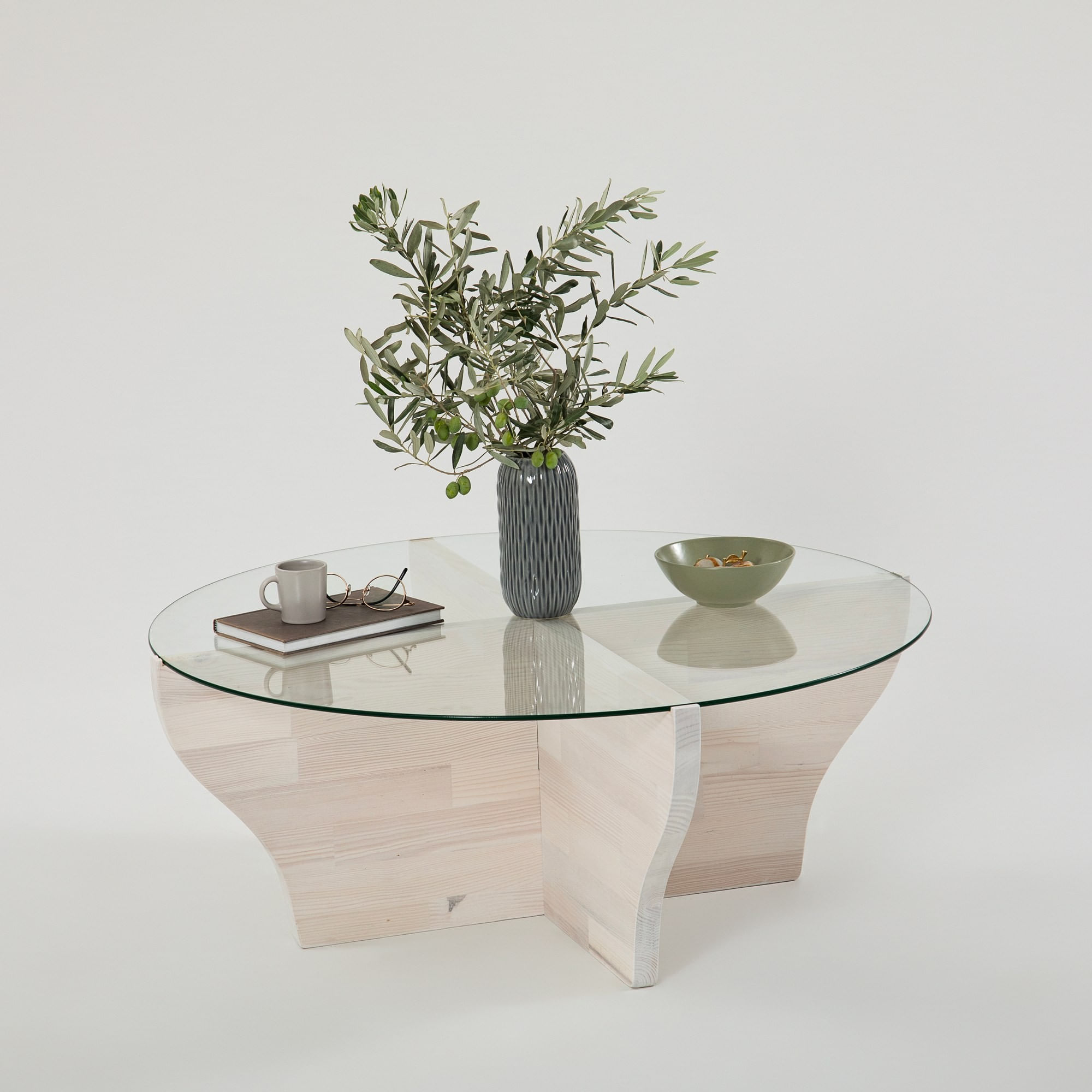 Măsuță cafea Hanah Home, pin, 92 x 92 x 36 cm, alb, 552NOS2255 — imaginea 3