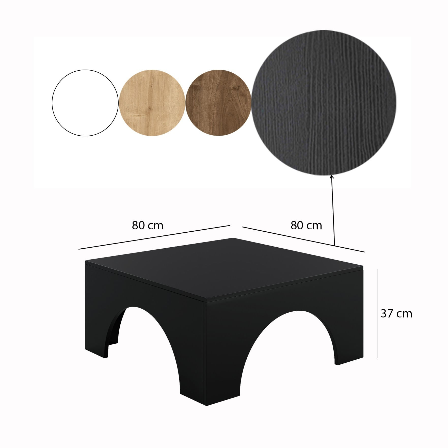 Măsuță cafea Hanah Home, PAL melaminat, 80 x 80 x 37 cm, negru, 552NOS2498 — imaginea 3