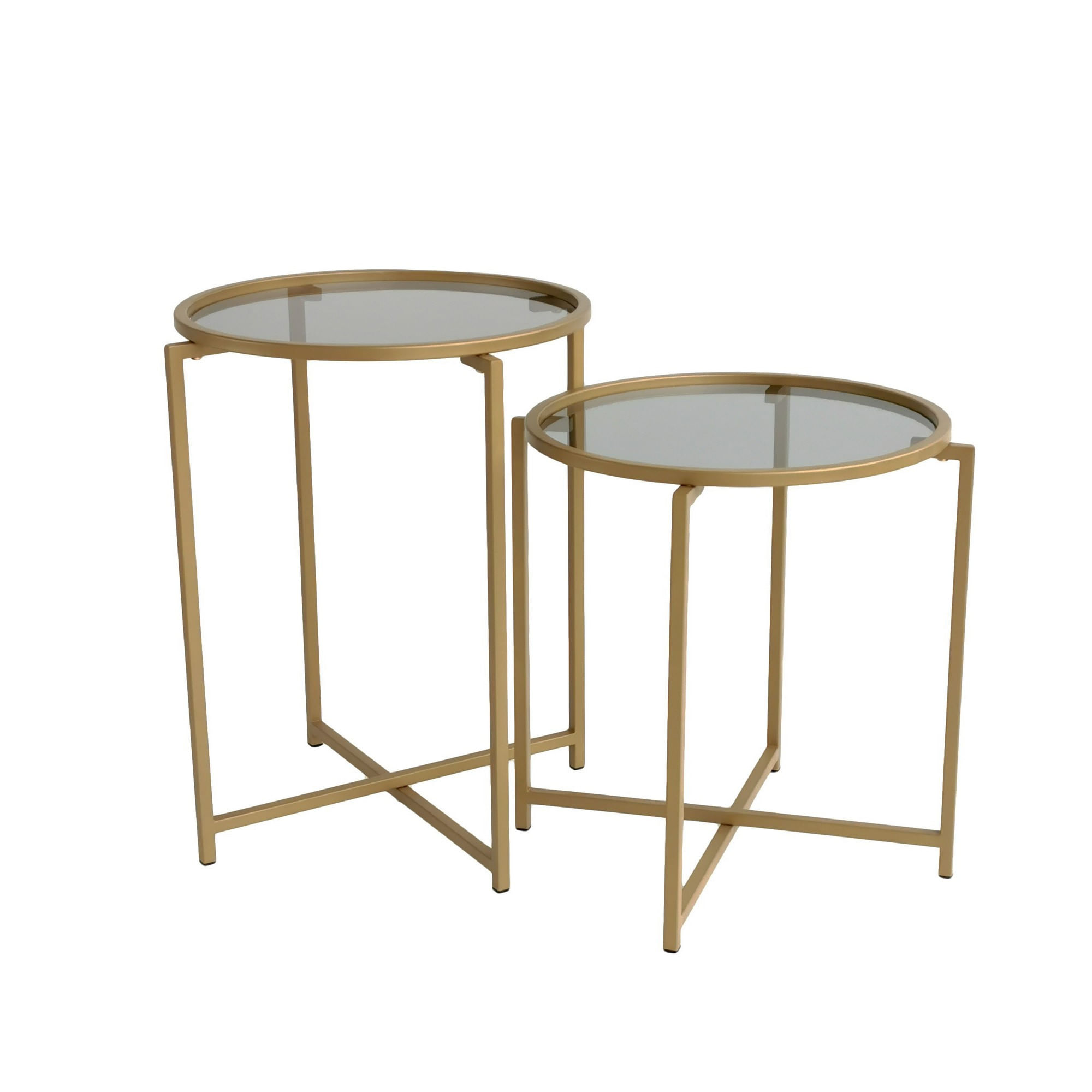 Set măsuțe cafea Hanah Home, metal, 50 x 50 x 50 cm, auriu/fume, 552NOS1421 — imaginea 2