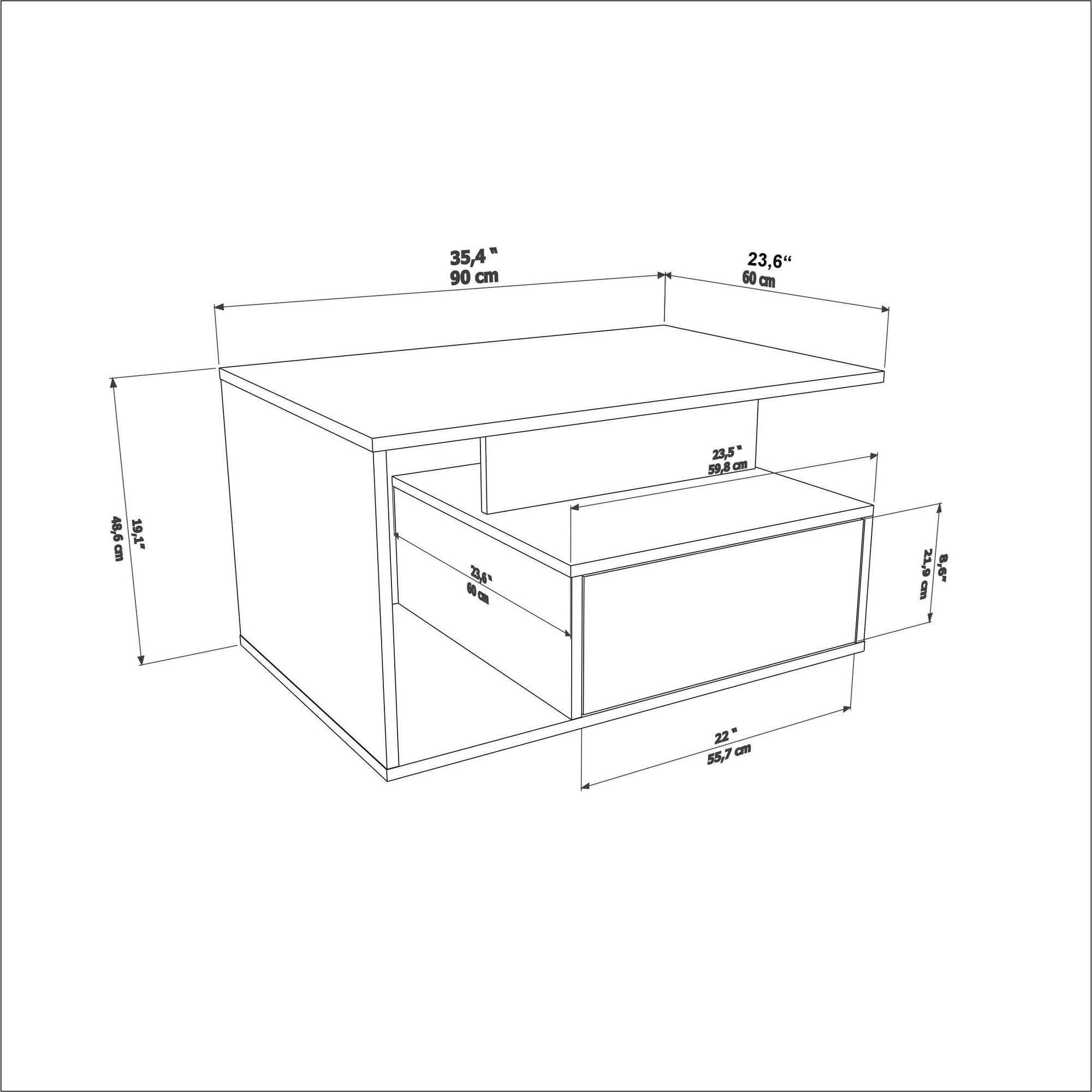 Măsuță cafea Hanah Home, PAL melaminat, 90 x 60 x 48.6 cm, nuc, 875ZNA2815 — imaginea 5