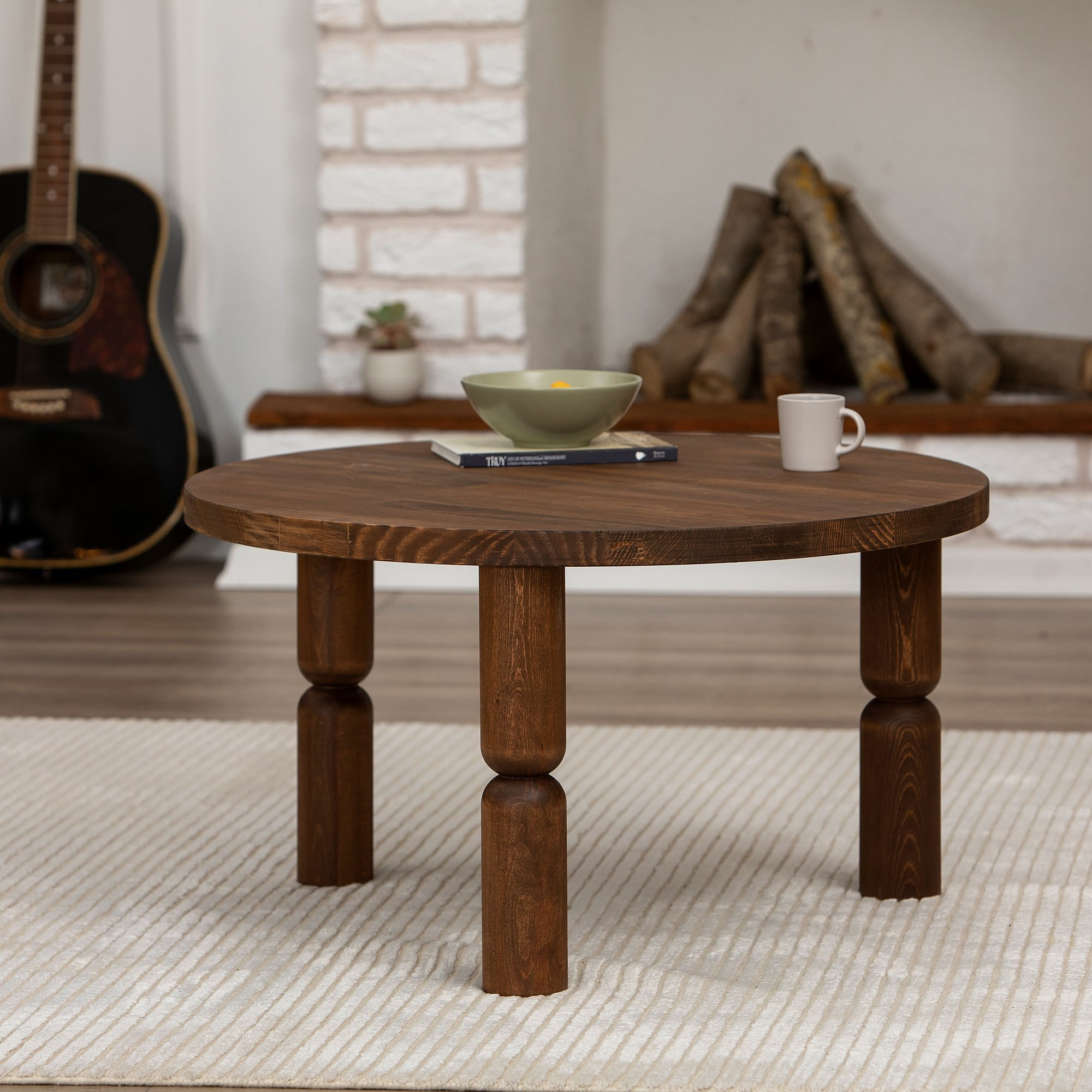 Măsuță cafea Hanah Home, 70 x 70 x 40 cm, nuc, 552NOS2390 — imaginea 7
