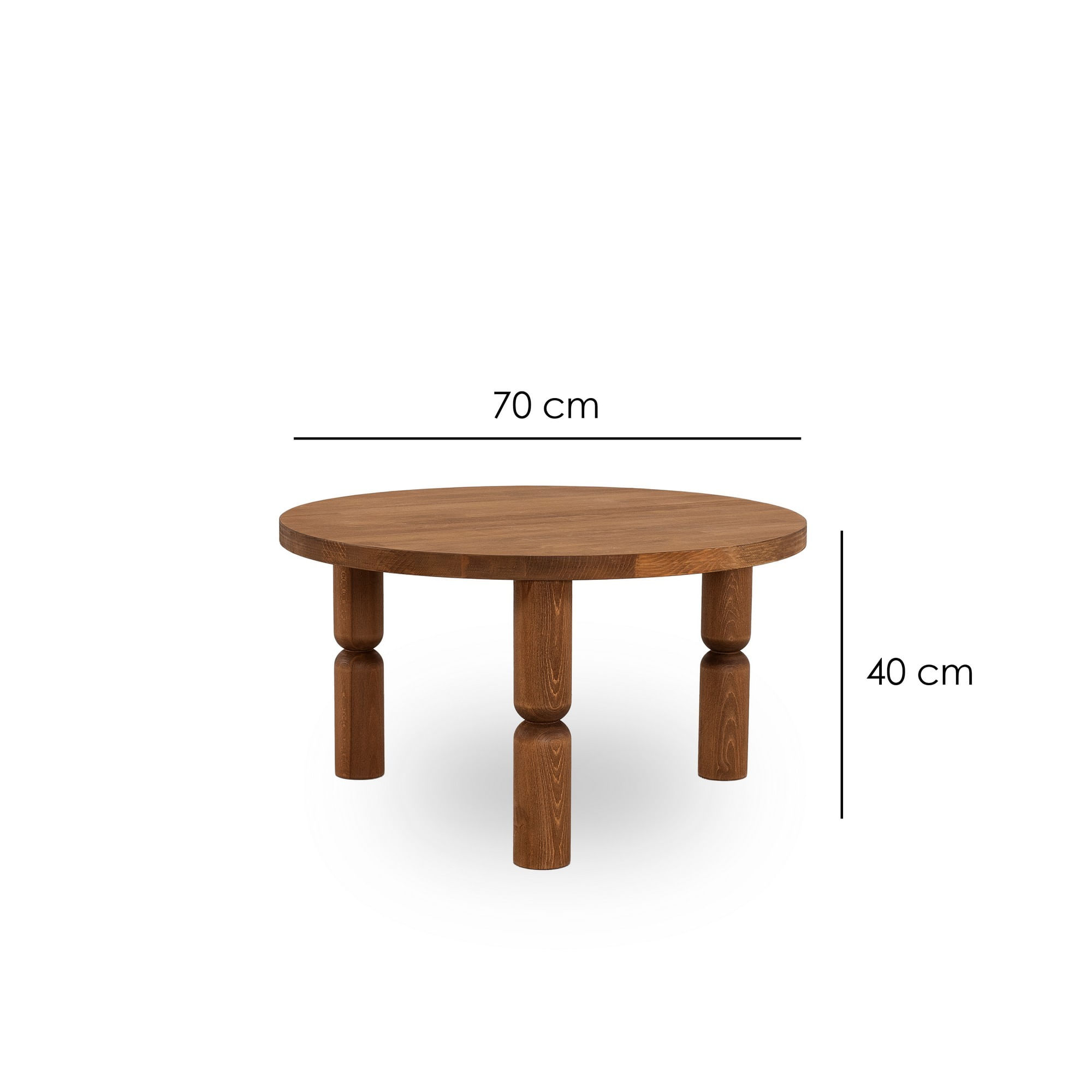 Măsuță cafea Hanah Home, lemn masiv, 70 x 70 x 40 cm, chesnut, 552NOS2389