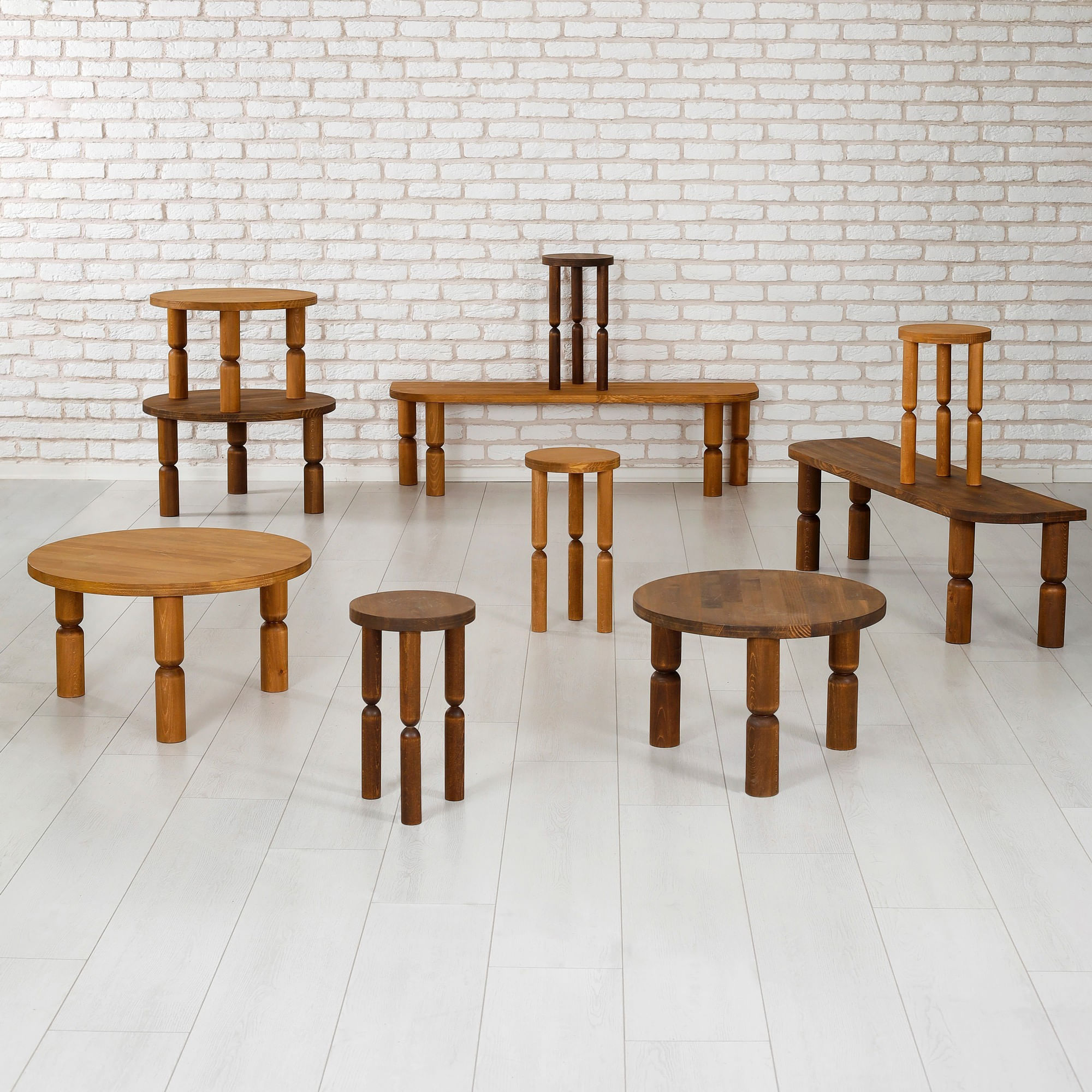 Măsuță cafea Hanah Home, 60 x 60 x 40 cm, chesnut, 552NOS2387 — imaginea 5