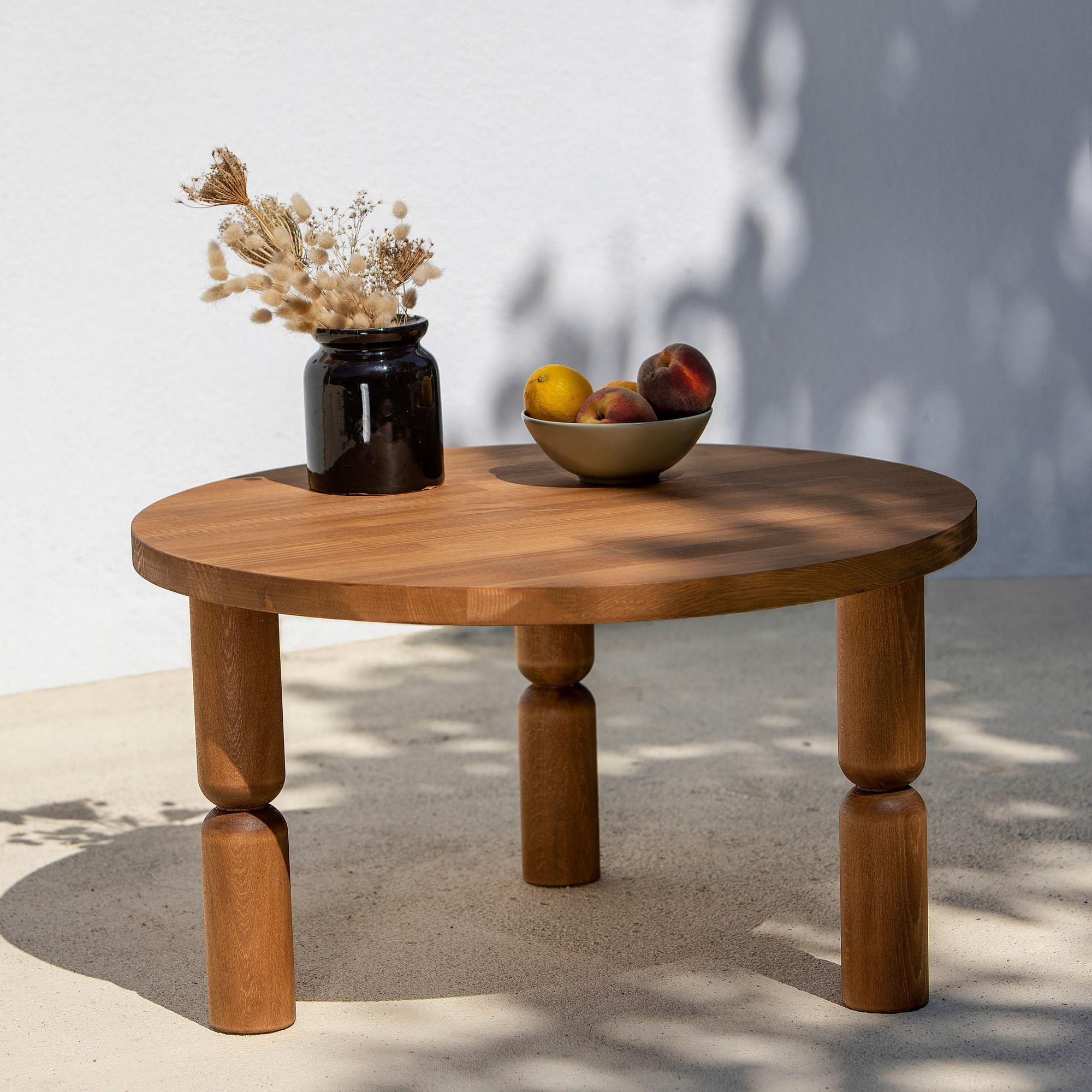 Măsuță cafea Hanah Home, lemn masiv, 70 x 70 x 40 cm, chesnut, 552NOS2389 — imaginea 3