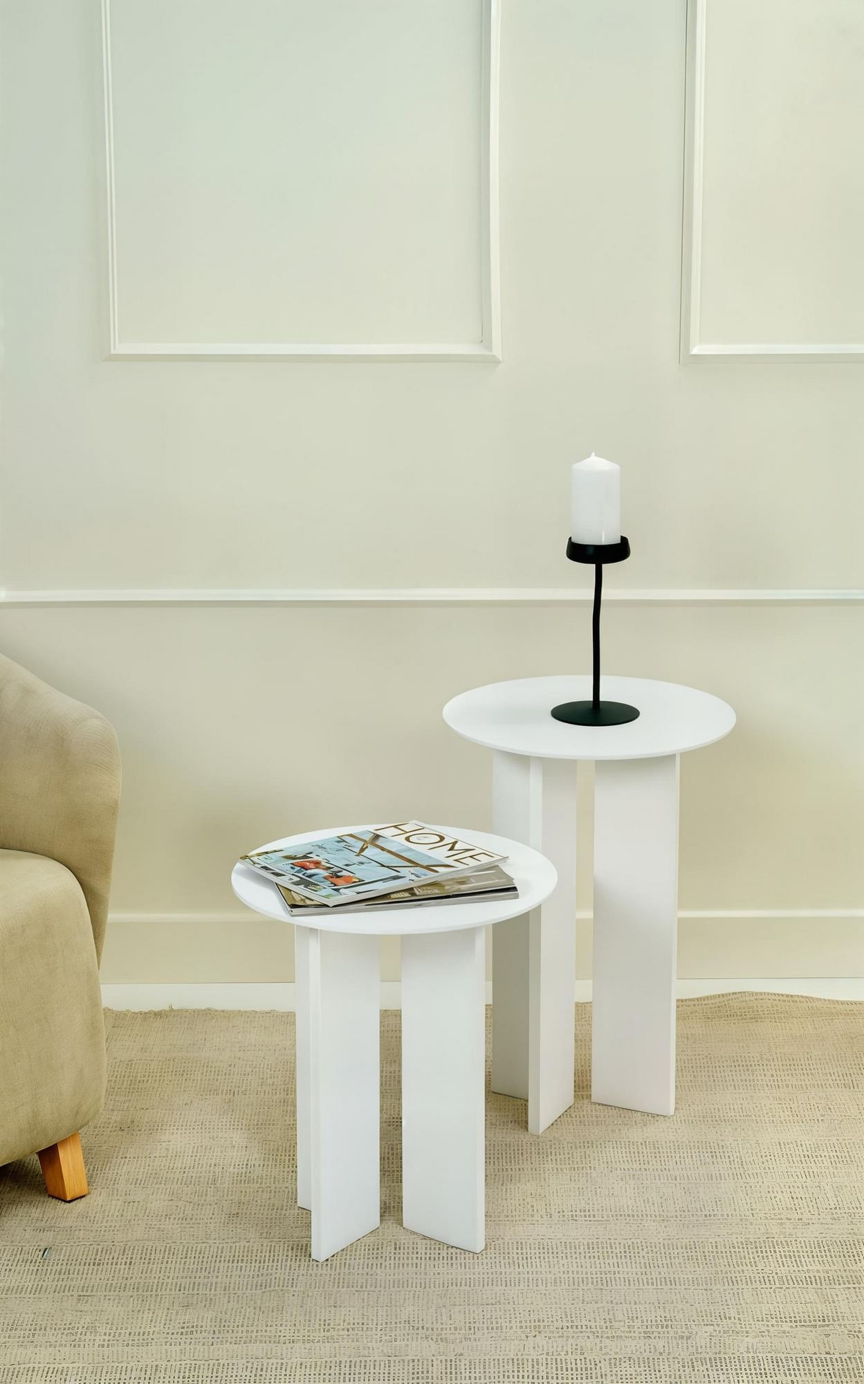 Set măsuțe cafea Hanah Home, MDF, 40 x 40 x 45 cm, alb, 313RTX1141 — imaginea 2