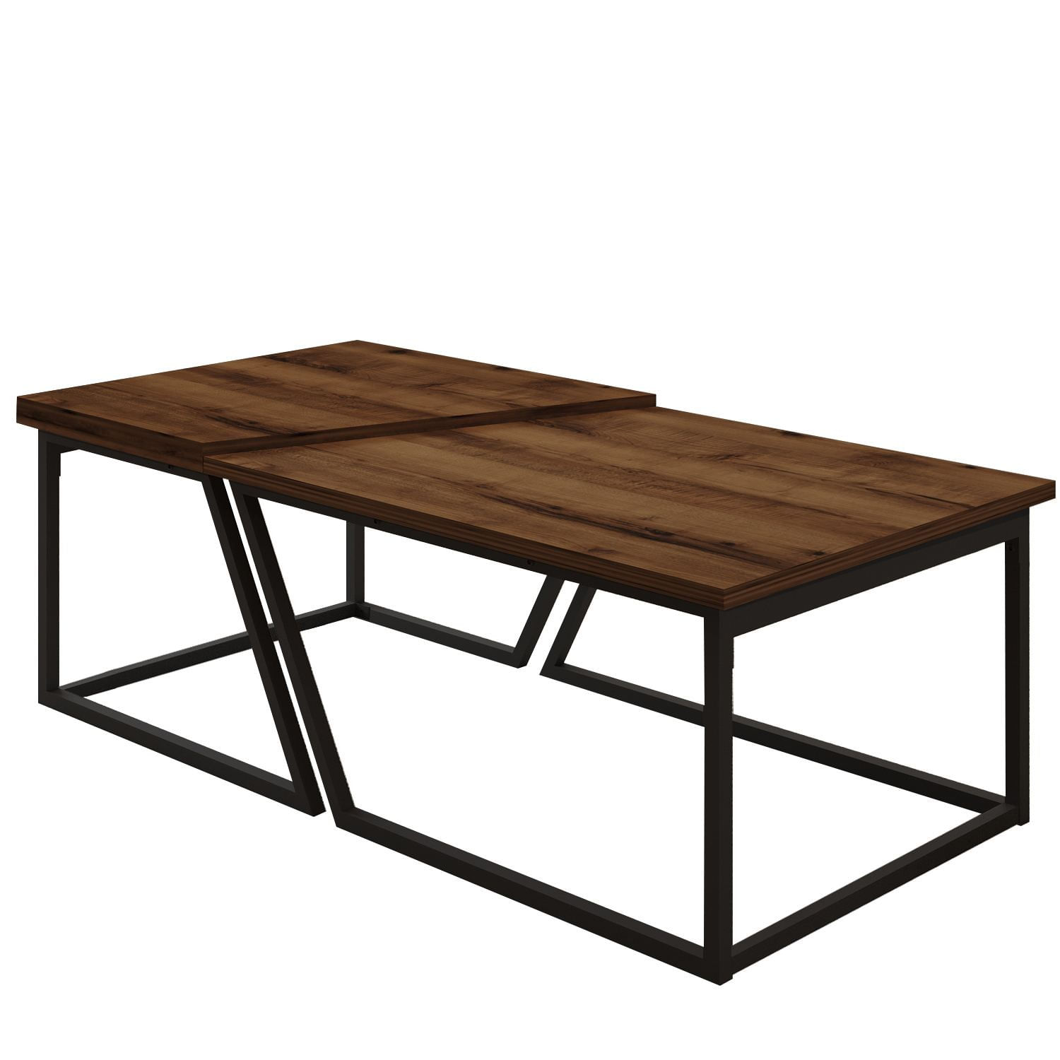 Set măsuțe cafea Hanah Home, PAL melaminat, 120 x 60 x 38.8 cm, rustic nuc, 382NRC1553 — imaginea 2
