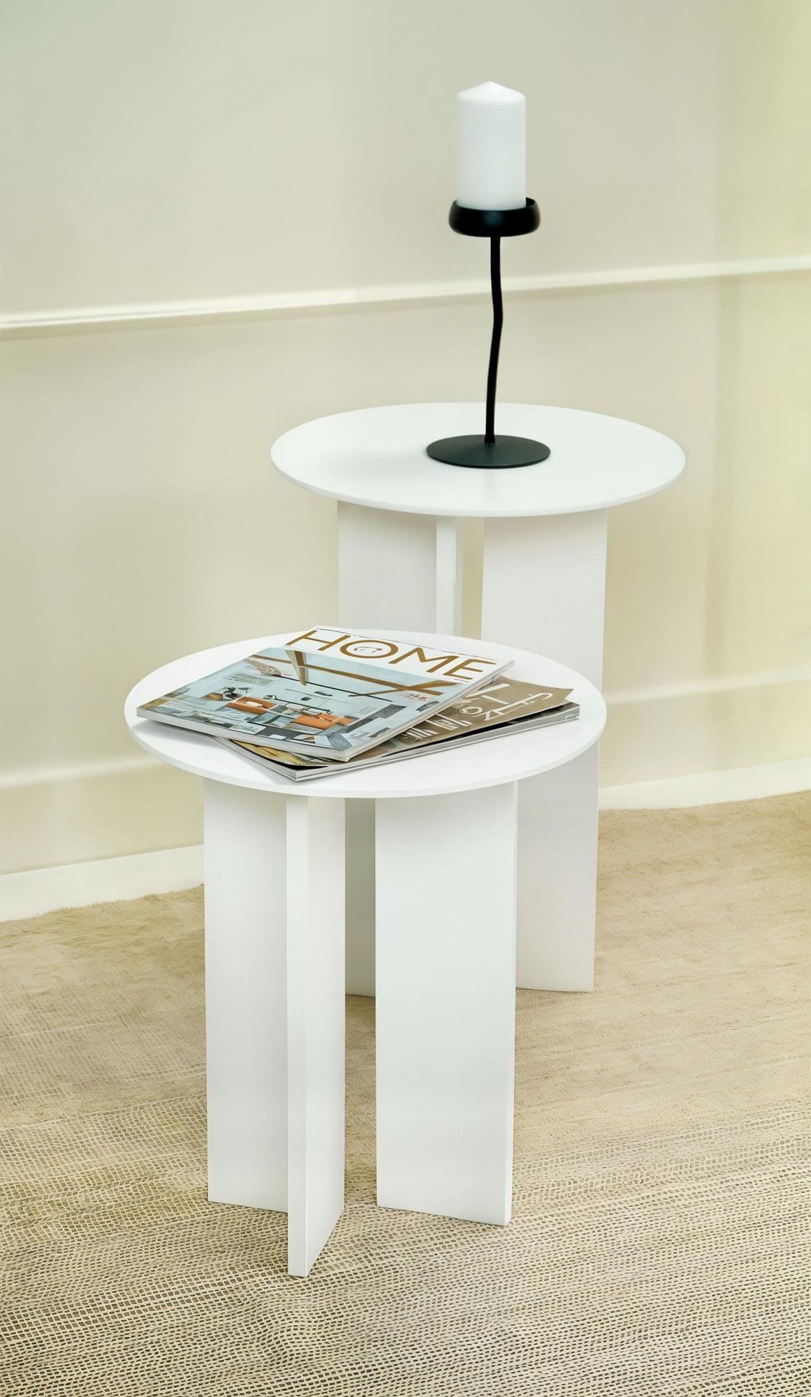 Set măsuțe cafea Hanah Home, MDF, 40 x 40 x 45 cm, alb, 313RTX1141 — imaginea 5