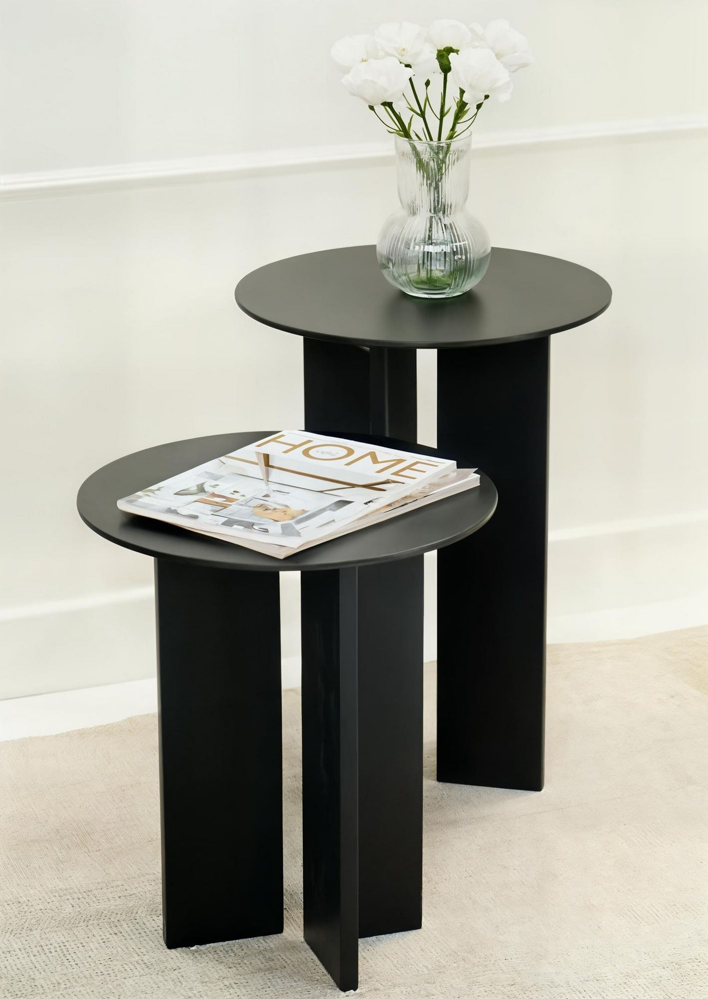 Set măsuțe cafea Hanah Home, MDF, 40 x 40 x 45 cm, negru, 313RTX1140 — imaginea 3