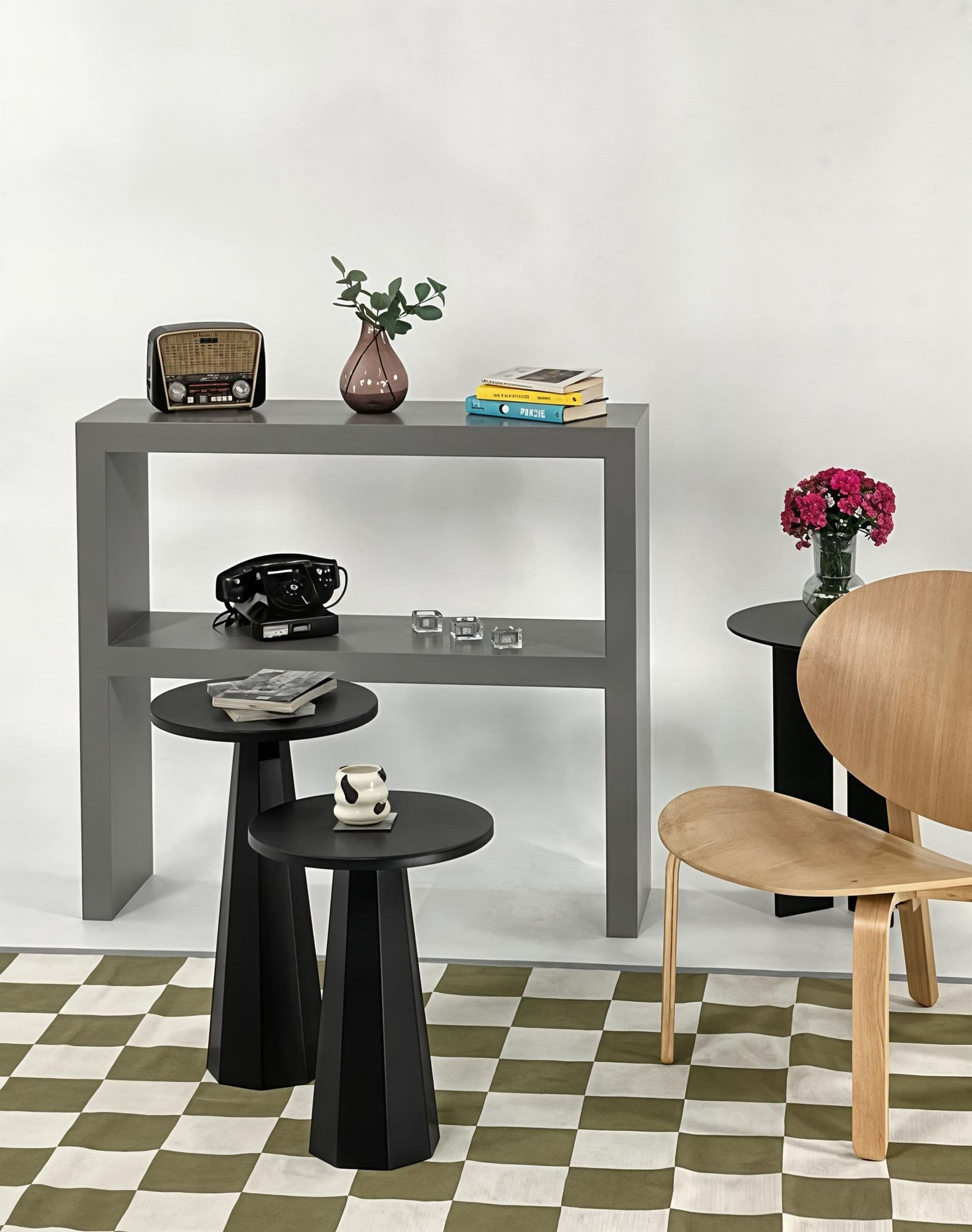 Set măsuțe cafea Hanah Home, MDF, 35 x 35 x 47 cm, negru, 313RTX1125 — imaginea 3