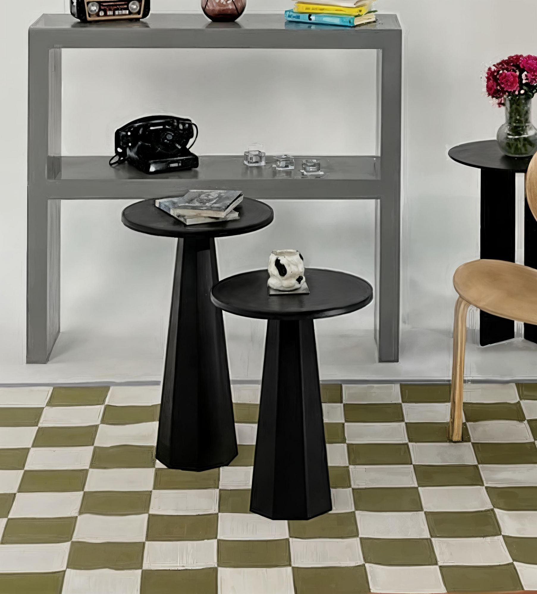 Set măsuțe cafea Hanah Home, MDF, 35 x 35 x 47 cm, negru, 313RTX1125 — imaginea 5