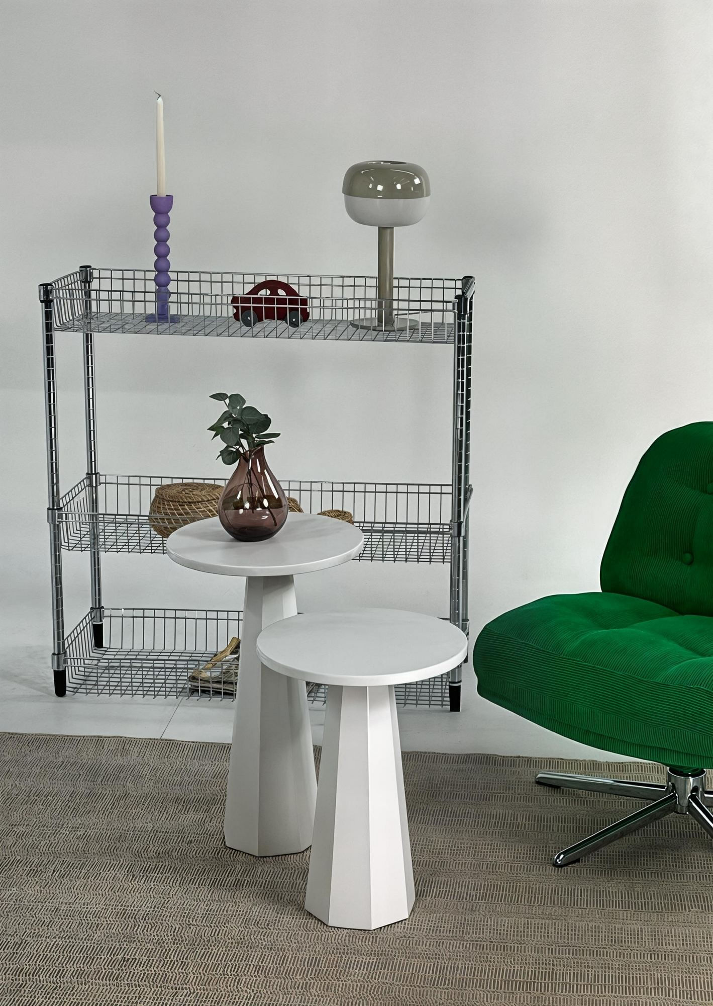 Set măsuțe cafea Hanah Home, MDF, 35 x 35 x 47 cm, alb, 313RTX1126 — imaginea 2