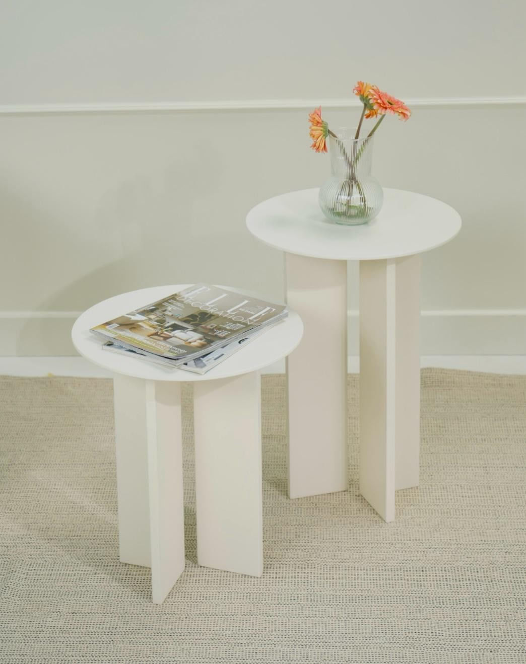 Set măsuțe cafea Hanah Home, MDF, 40 x 40 x 45 cm, crem, 313RTX1142 — imaginea 3