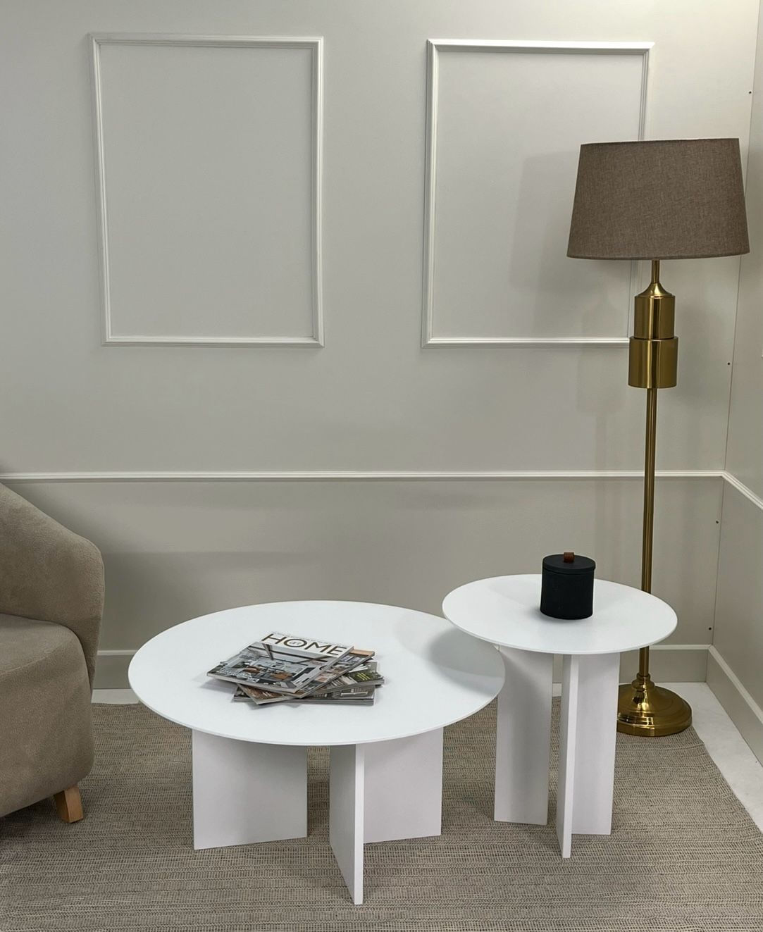 Set măsuțe cafea Hanah Home, MDF, 50 x 50 x 45 cm, alb, 313RTX1123 — imaginea 3