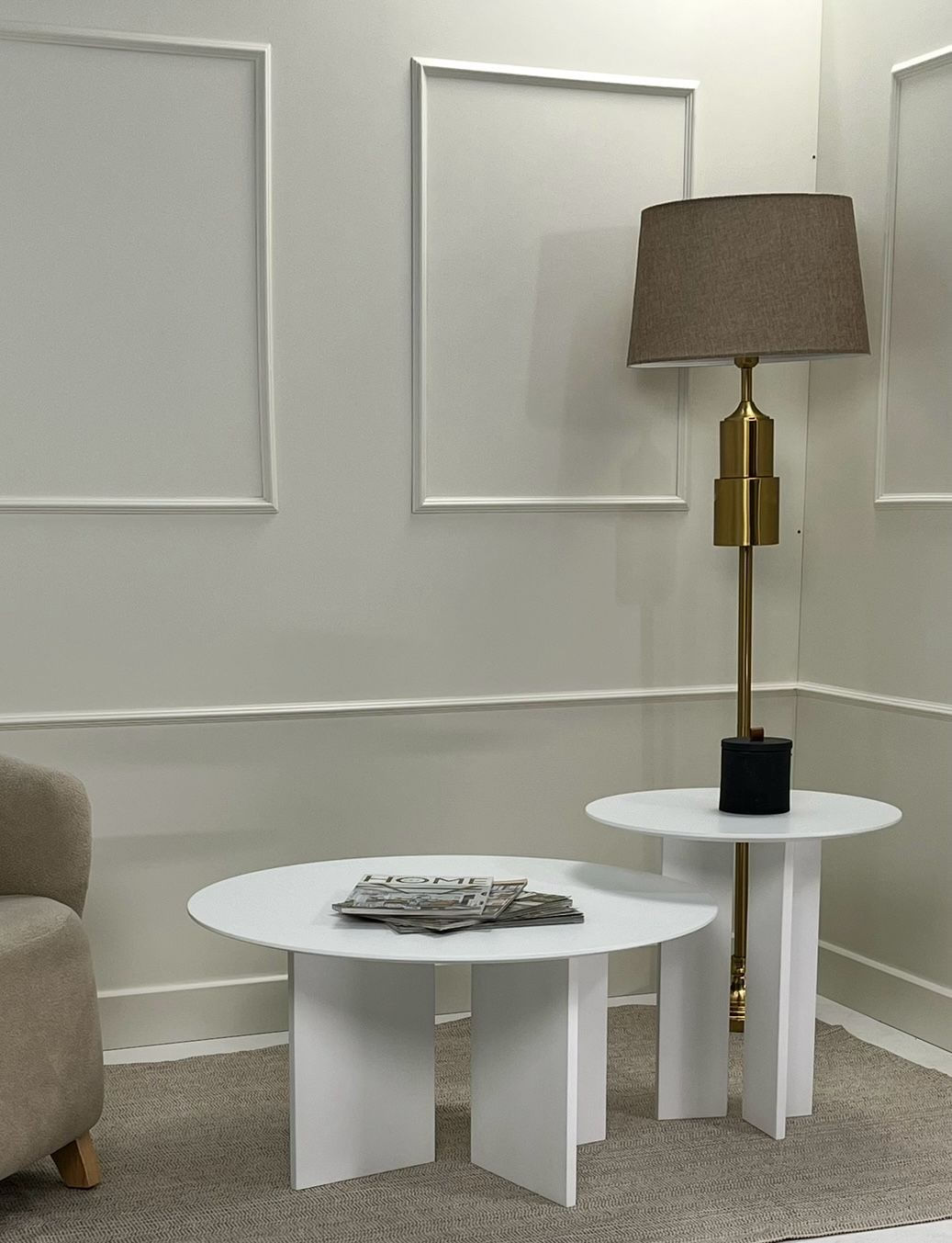 Set măsuțe cafea Hanah Home, MDF, 50 x 50 x 45 cm, alb, 313RTX1123 — imaginea 4