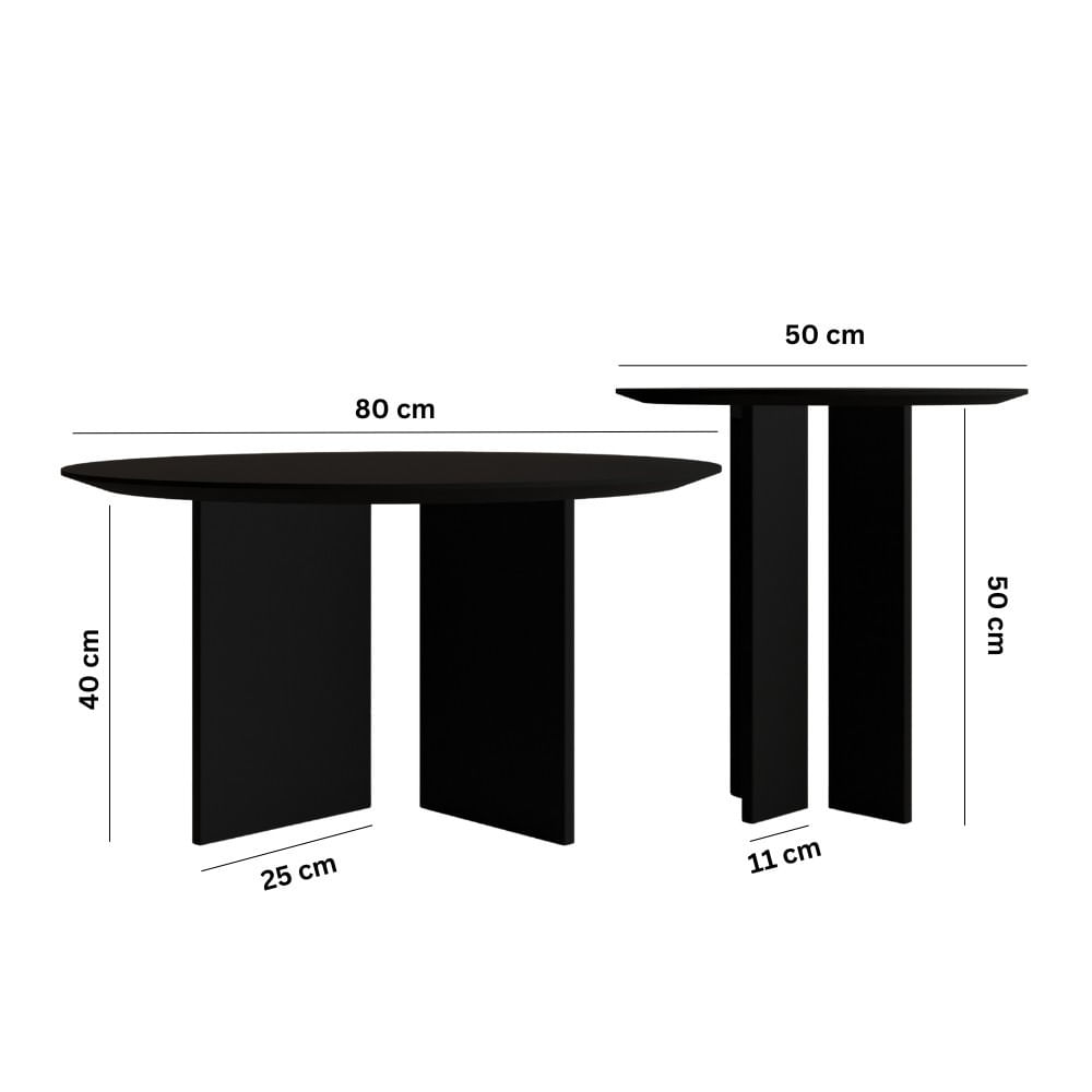 Set măsuțe cafea Hanah Home, MDF, 50 x 50 x 45 cm, negru, 313RTX1122 — imaginea 2