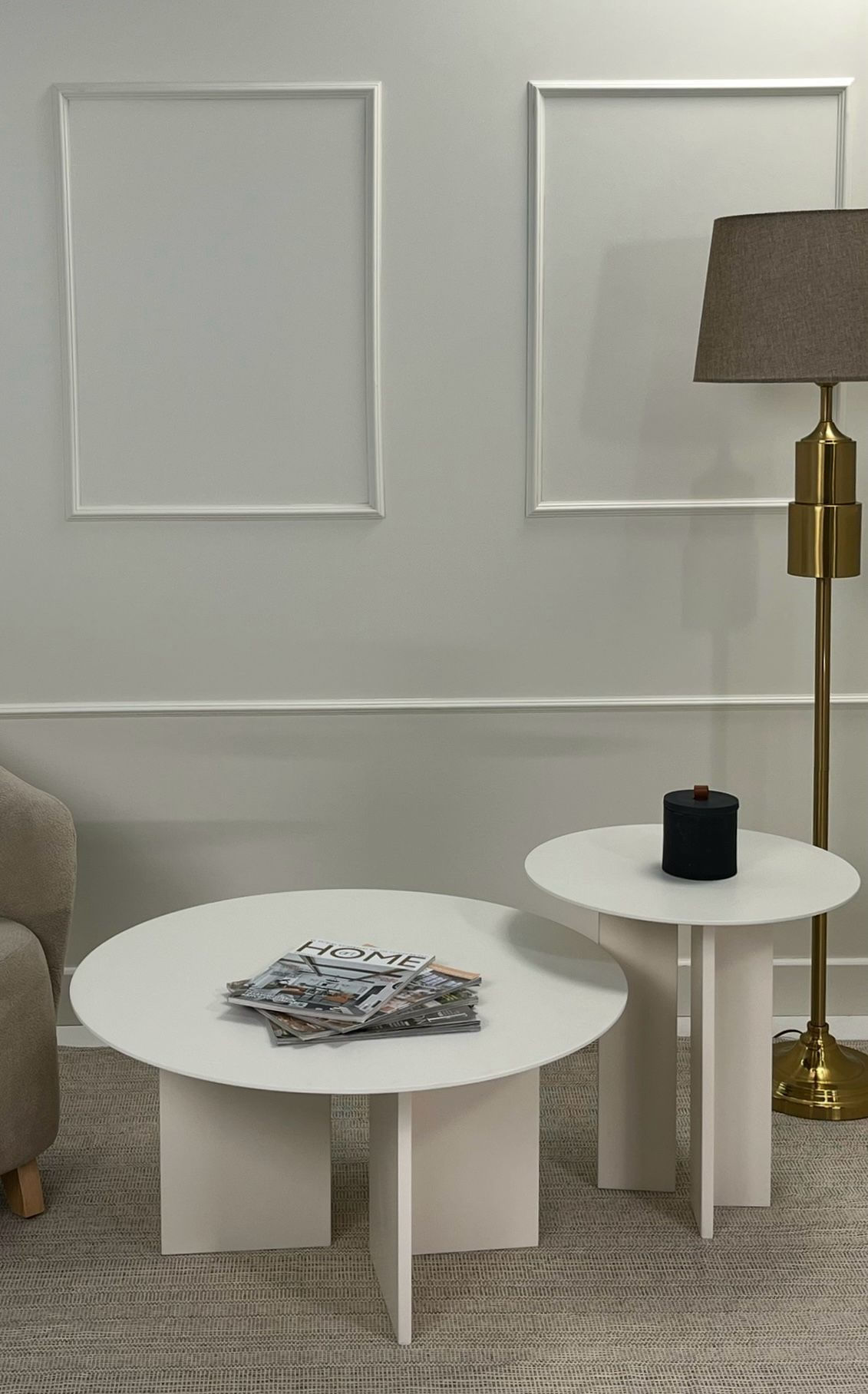 Set măsuțe cafea Hanah Home, MDF, 50 x 50 x 45 cm, crem, 313RTX1124 — imaginea 4